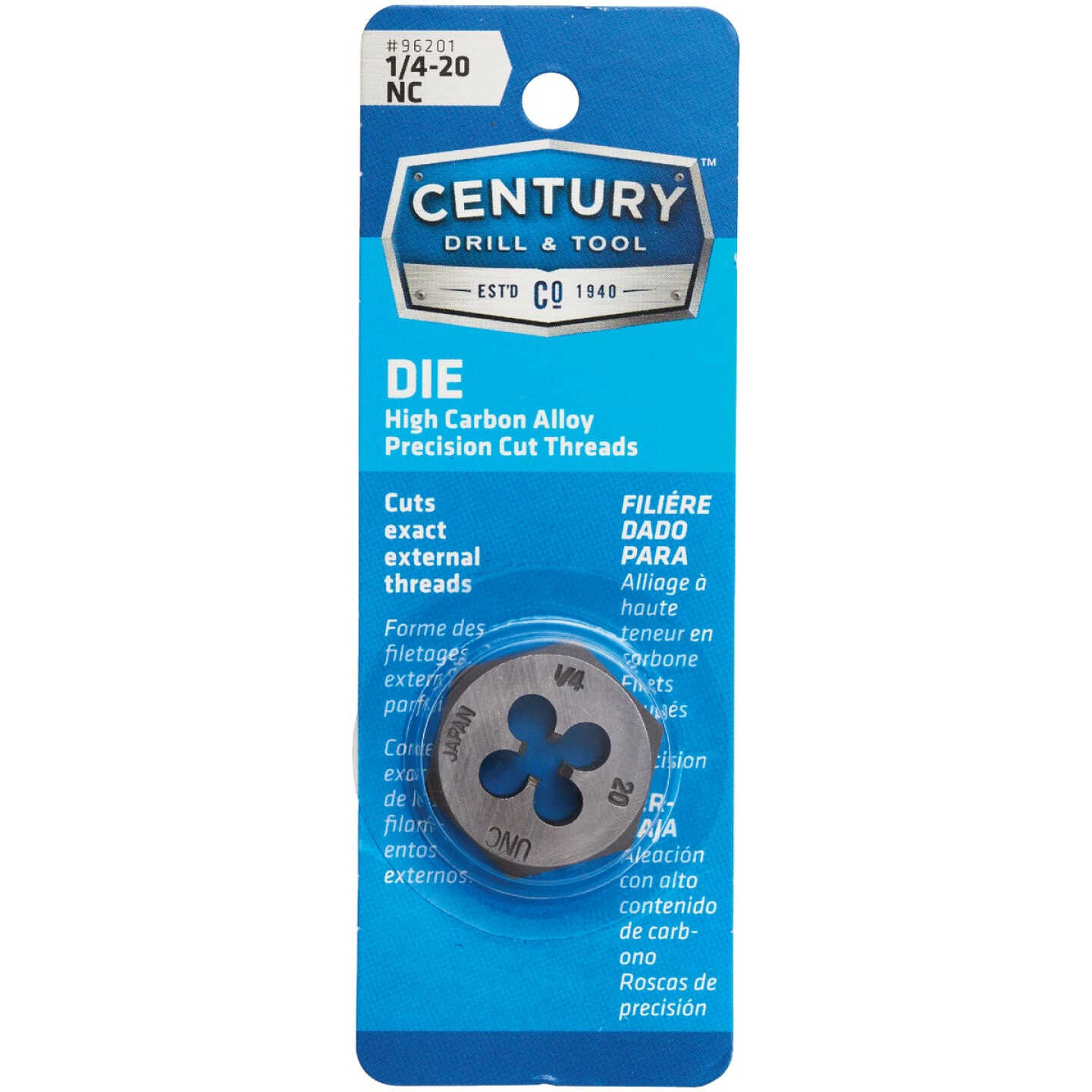 Century Drill & Tool 1/4-20 National Coarse 1 In. Across Flats Fractional Hexagon Die Image 1
