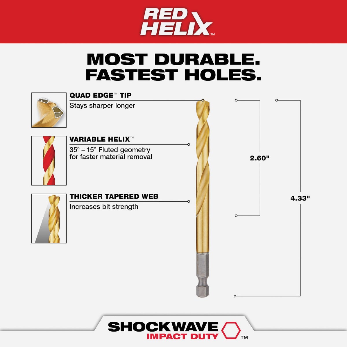 Milwaukee SHOCKWAVE Impact Duty 19/64 In. Titanium Hex Shank Drill Bit Image 2