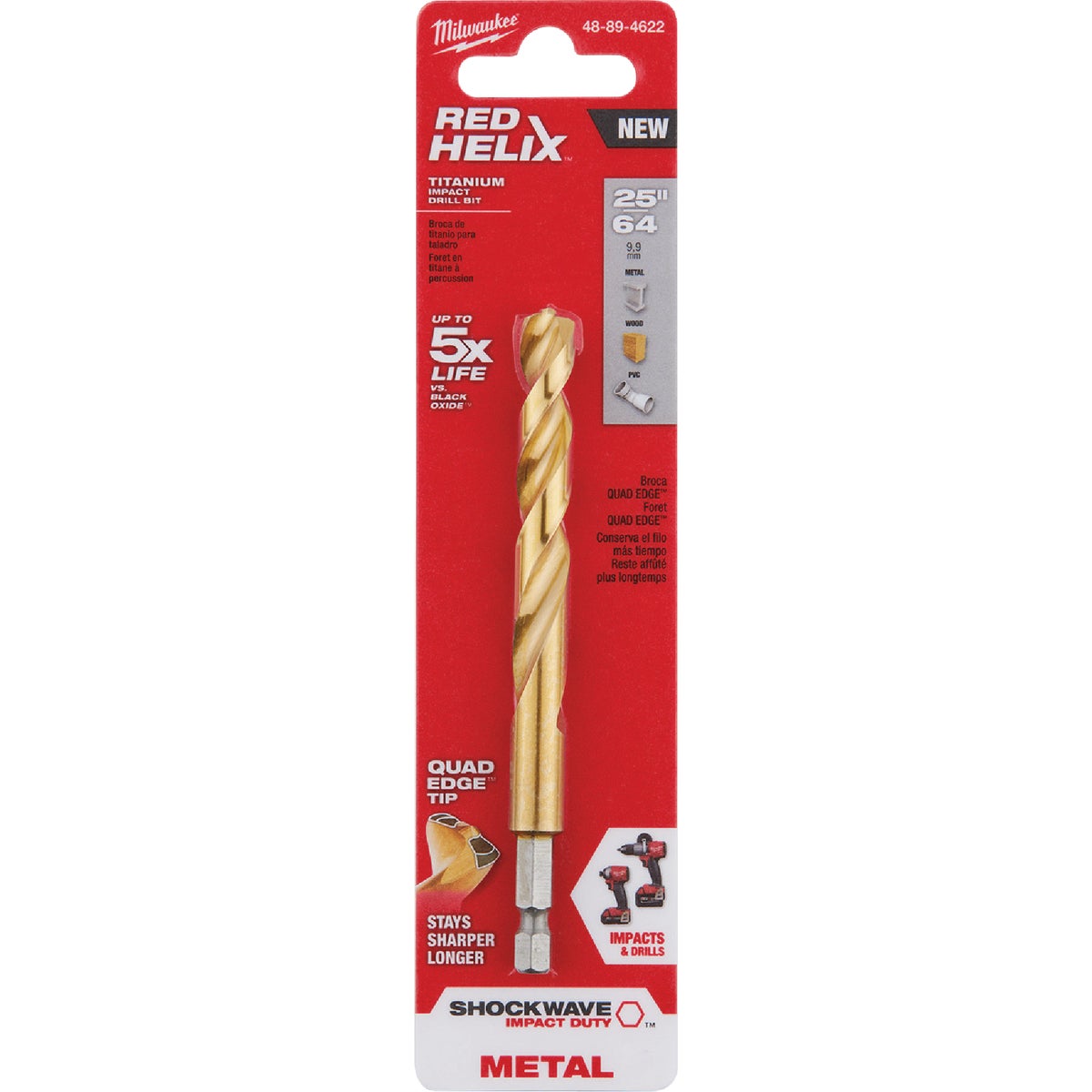 Milwaukee SHOCKWAVE Impact Duty 25/64 In. Titanium Hex Shank Drill Bit Image 3