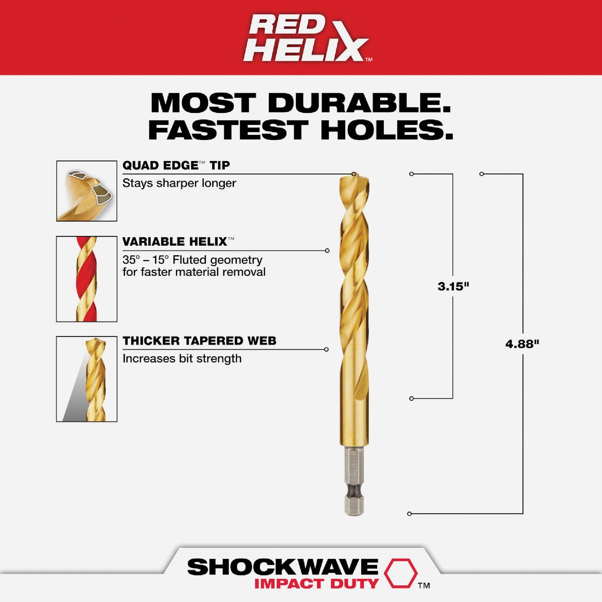 Milwaukee SHOCKWAVE Impact Duty 27/64 In. Titanium Hex Shank Drill Bit Image 2