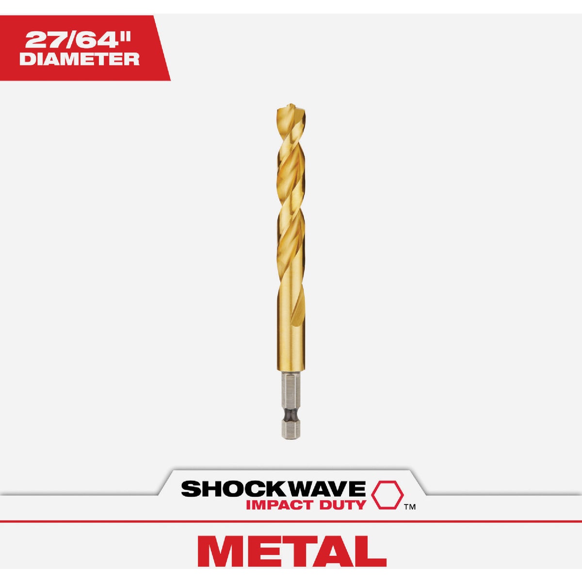 Milwaukee SHOCKWAVE Impact Duty 27/64 In. Titanium Hex Shank Drill Bit Image 1