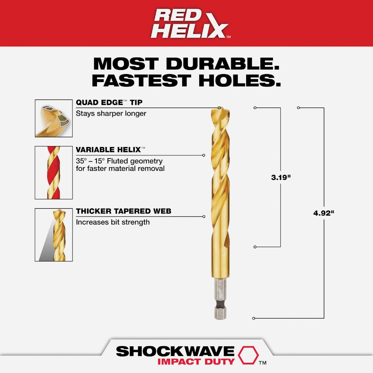 Milwaukee SHOCKWAVE Impact Duty 7/16 In. Titanium Hex Shank Drill Bit Image 2