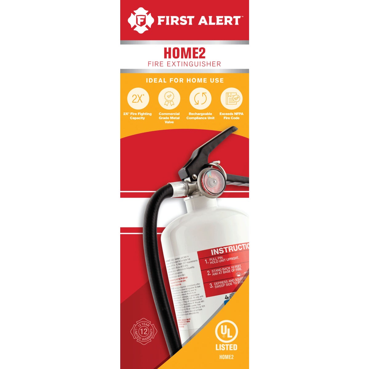 First Alert 2-A:10-B:C Rechargeable Heavy-Duty Home Fire Extinguisher Image 2