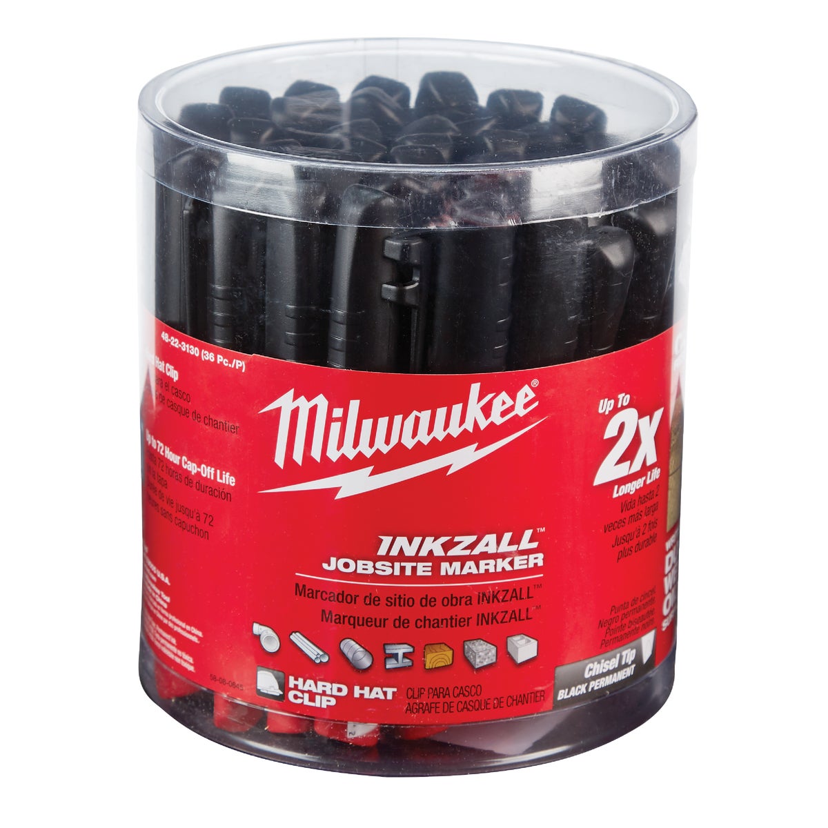 Milwaukee INKZALL Medium Chisel Tip Black Job Site Marker, 7-1/8 In. L Image 2