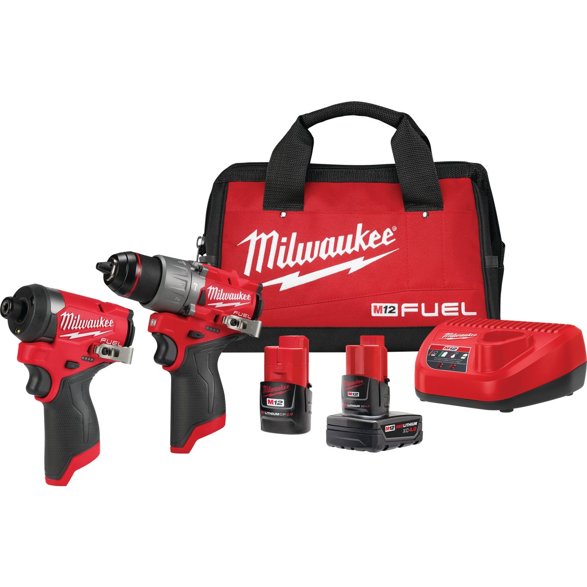 Milwaukee M12 FUEL 2-Tool Brushless Cordless Subcompact Hammer Drill & Impact Driver Combo Kit with (2) Batteries & Charger