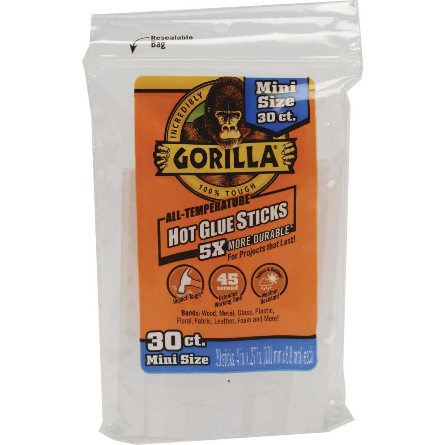 Gorilla 4 In. Mini Clear Hot Melt Glue (30-Pack) Image 1