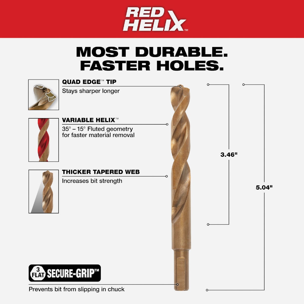 Milwaukee RED HELIX 31/64 In. Cobalt Drill Bit Image 2