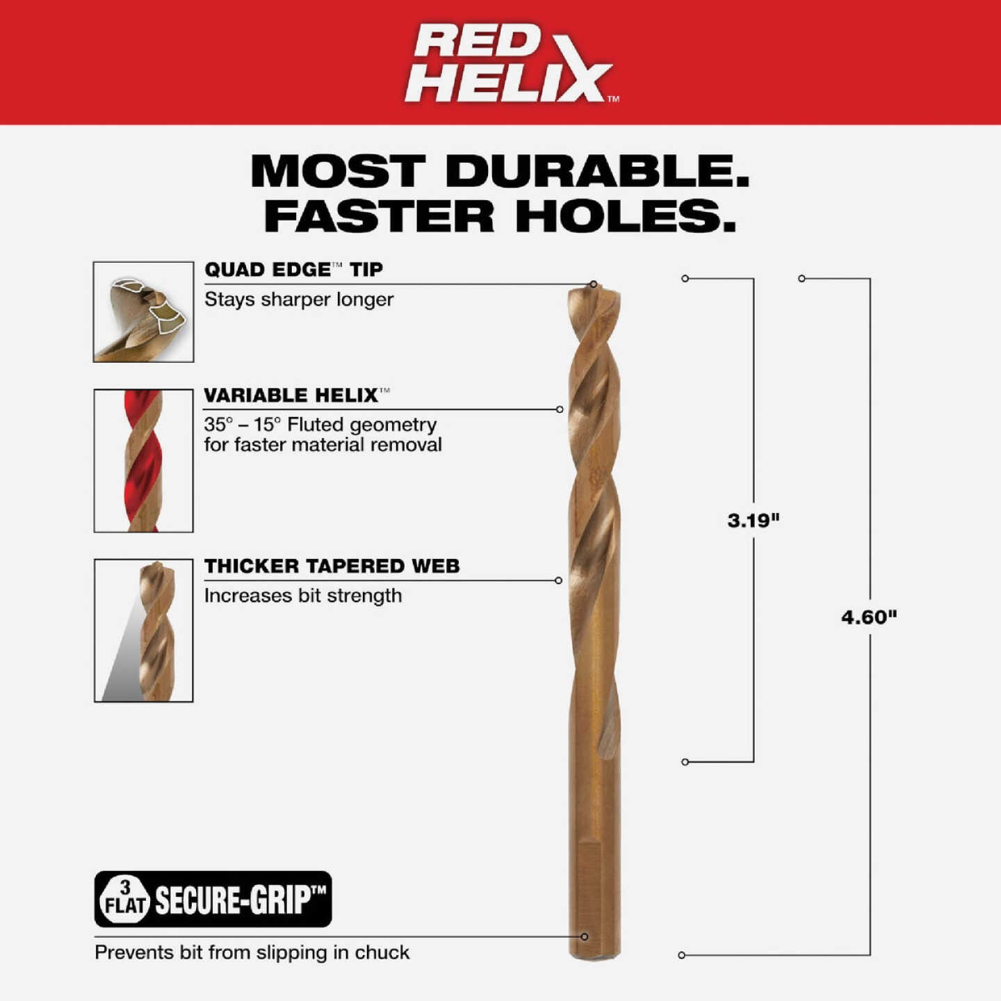 Milwaukee RED HELIX 23/64 In. Cobalt Drill Bit Image 2