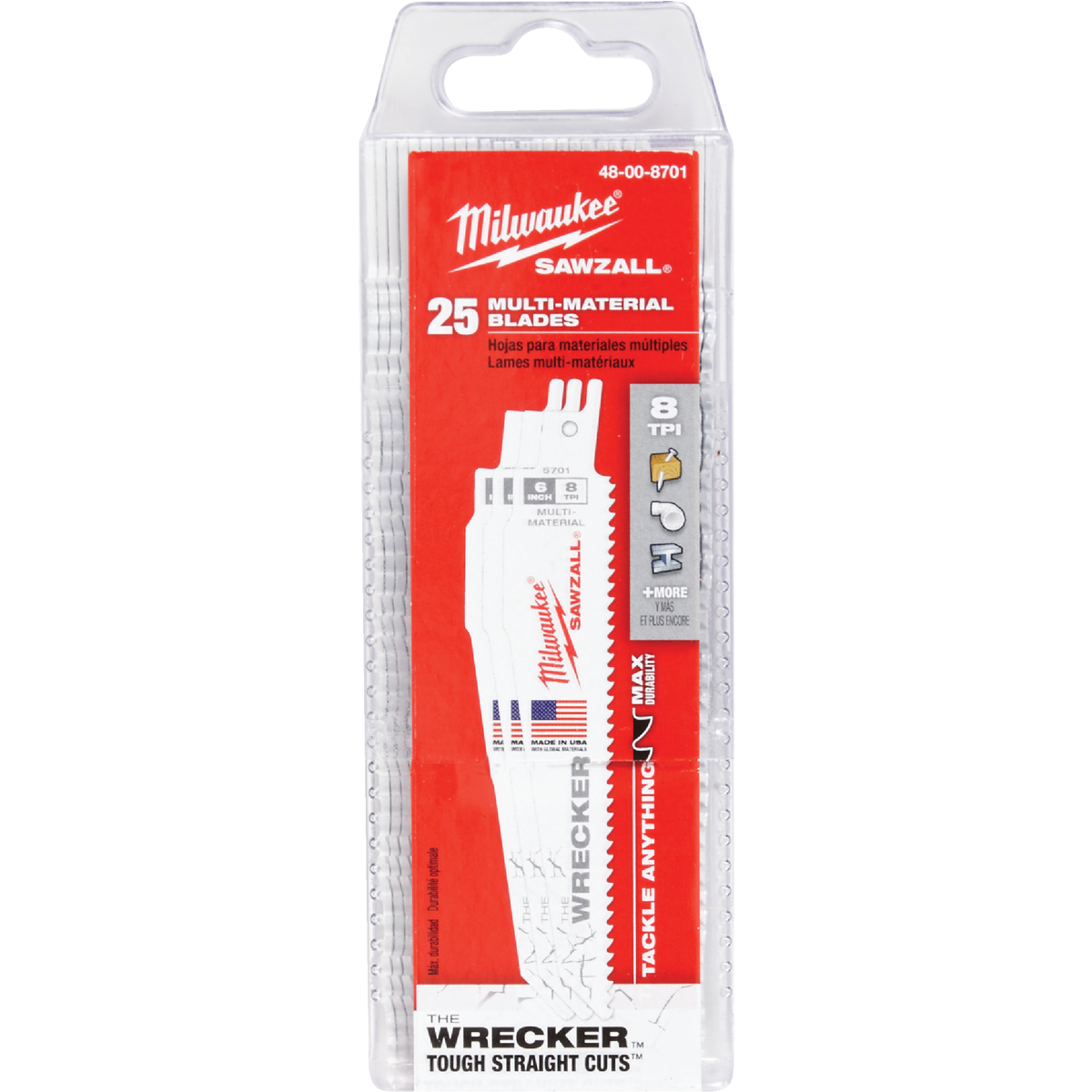 Milwaukee SAWZALL The WRECKER 6 In. 7/11 TPI Multi-Material Demolition Reciprocating Saw Blade (25-Pack) Image 2