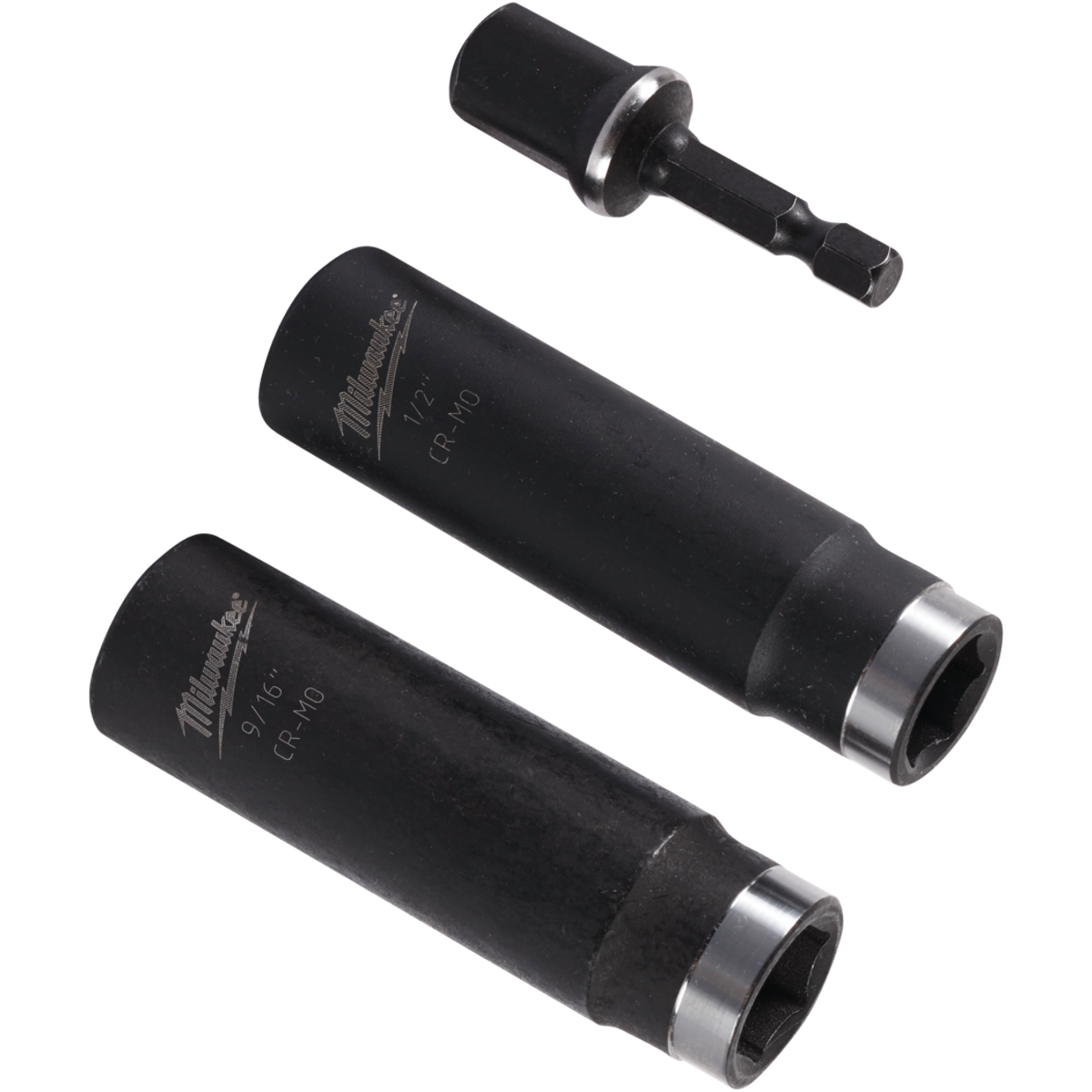 Milwaukee SHOCKWAVE Standard 1/2 In. Adapter, 1/2 In. & 9/16 In. Drive 6-Point Thin Wall Deep Impact Driver Set (3-Piece)