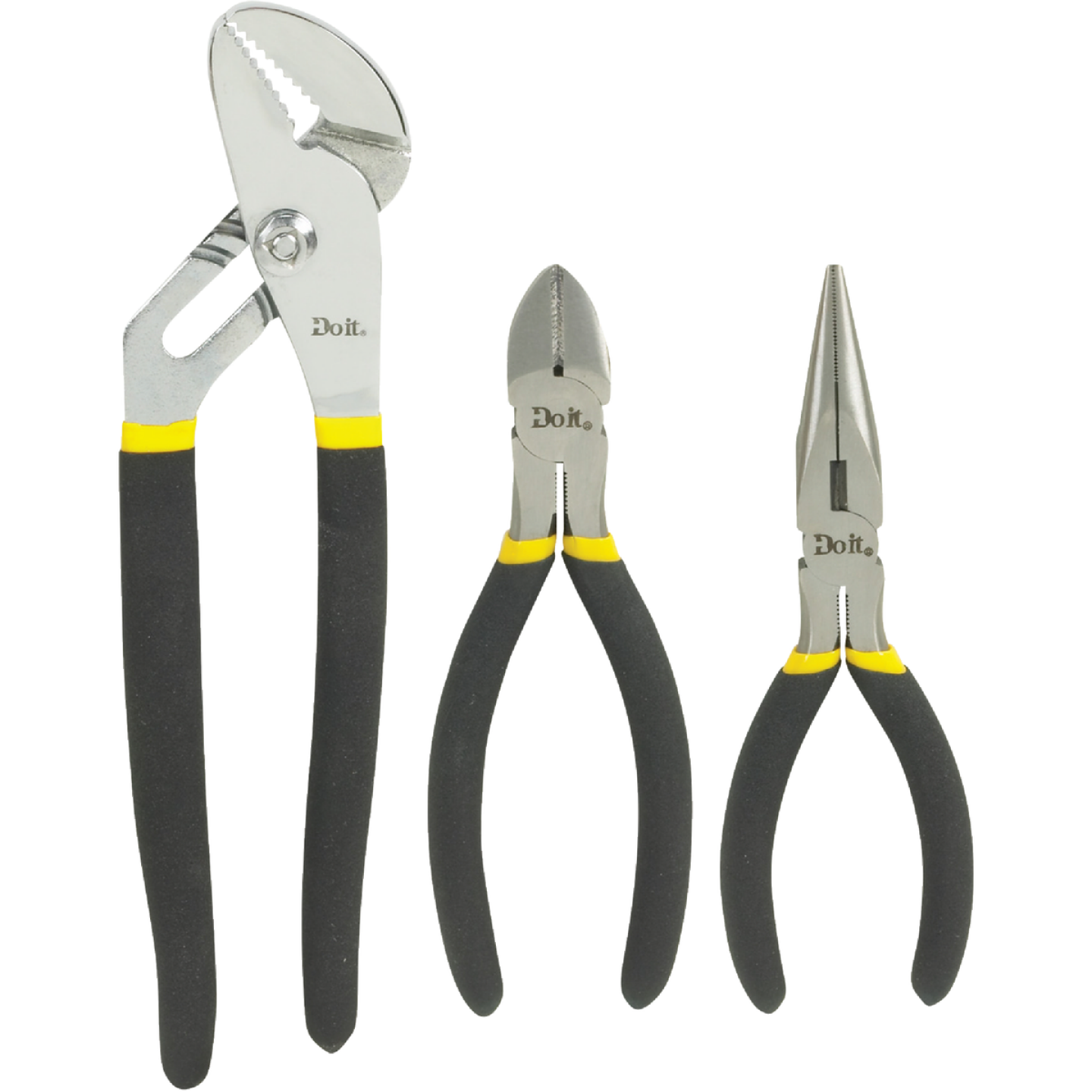Do it 6 In. Long Nose, 6 In. Diagonal and 10 In. Groove Joint Plier Set (3-Piece) Image 1