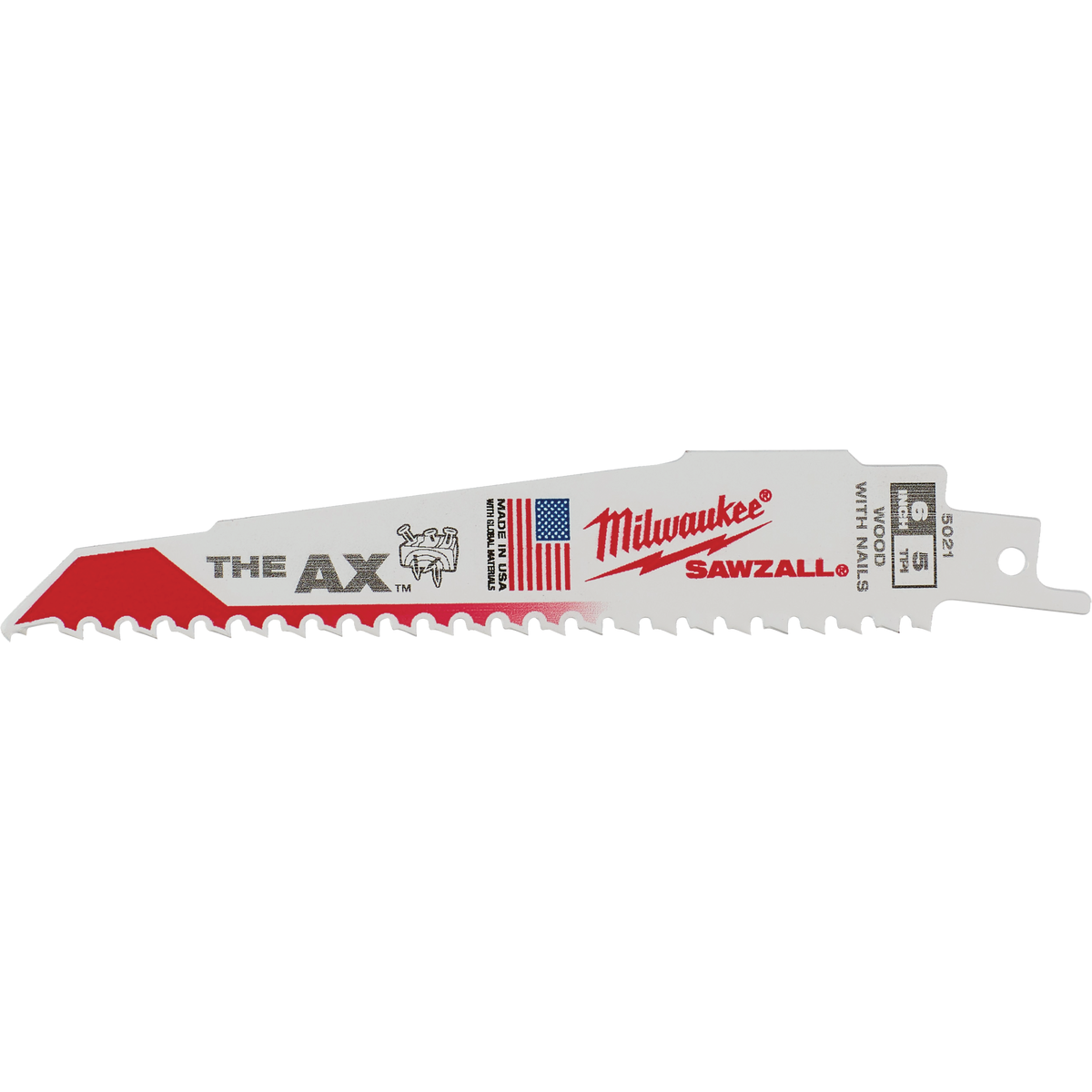 Milwaukee SAWZALL The AX 6 In. 5 TPI Wood with Nails Demolition Reciprocating Saw Blade (Bulk) Image 1
