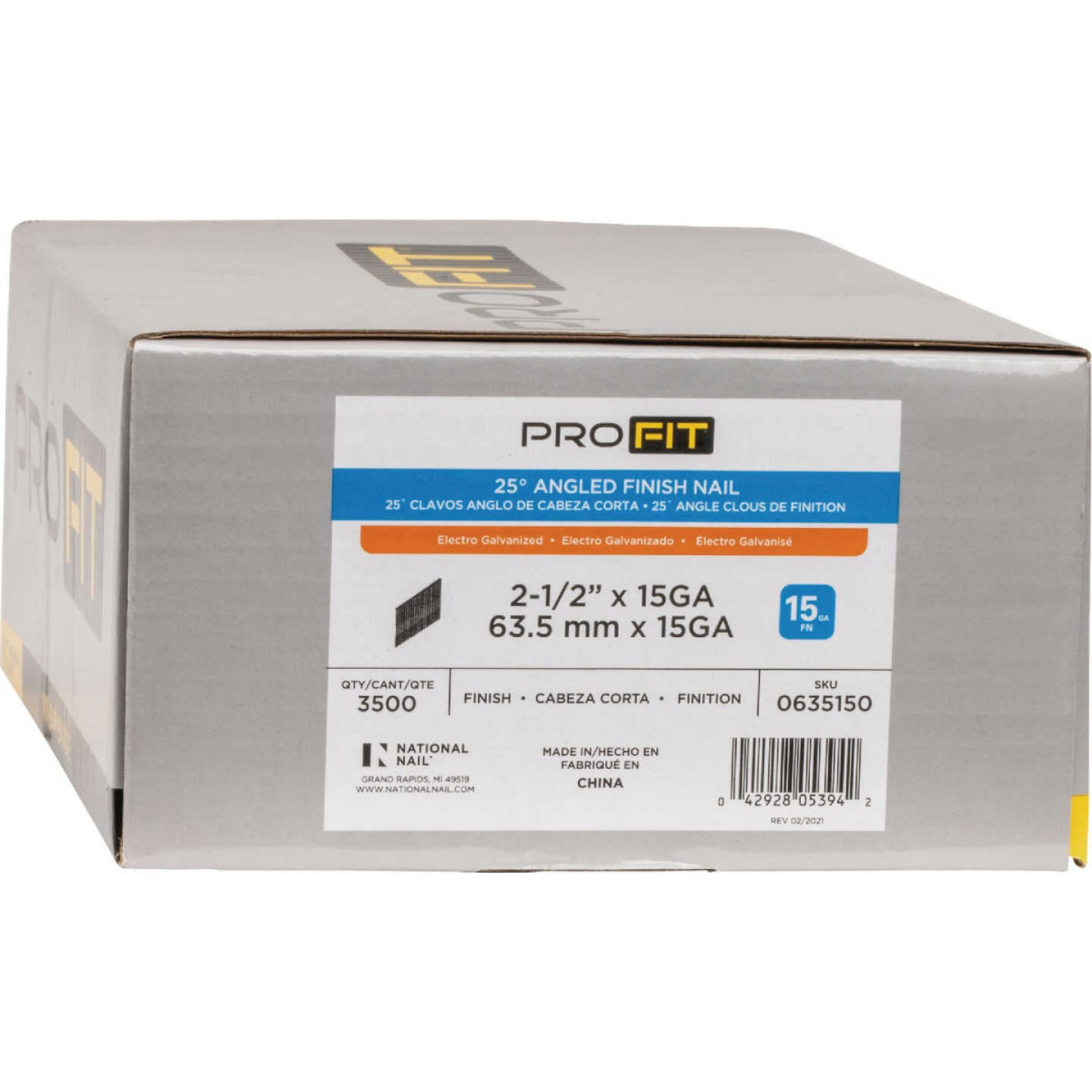 Pro-Fit 2-1/2 In. 15 Gauge Electro Galvanized 25 Degree FN-Style Angled Finish Nail (3500 Ct.) Image 2
