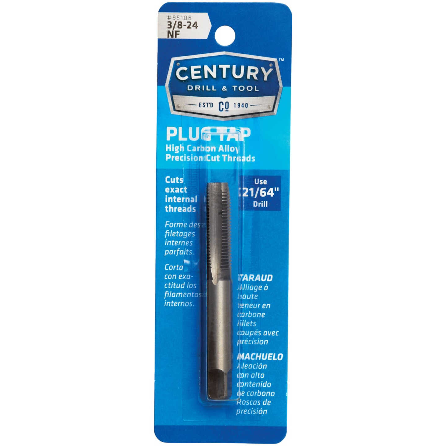 Century Drill & Tool 3/8-24 Carbon Steel National Fine Tap-Plug Image 1