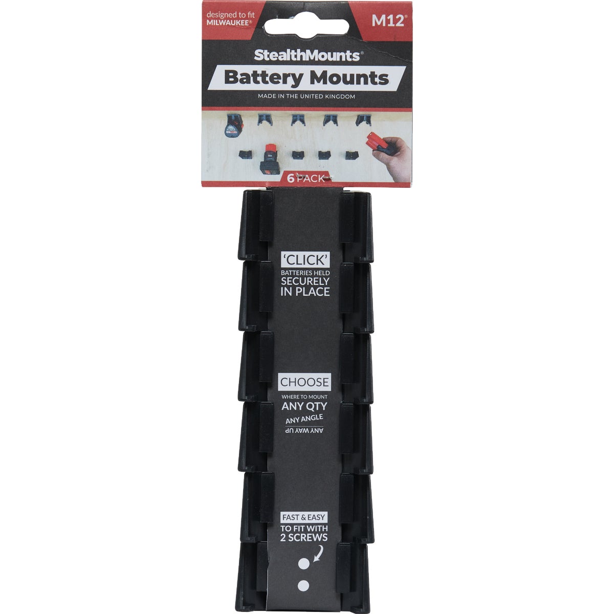 StealthMounts Battery Mounts for Milwaukee M12 (6-Pack) Image 3