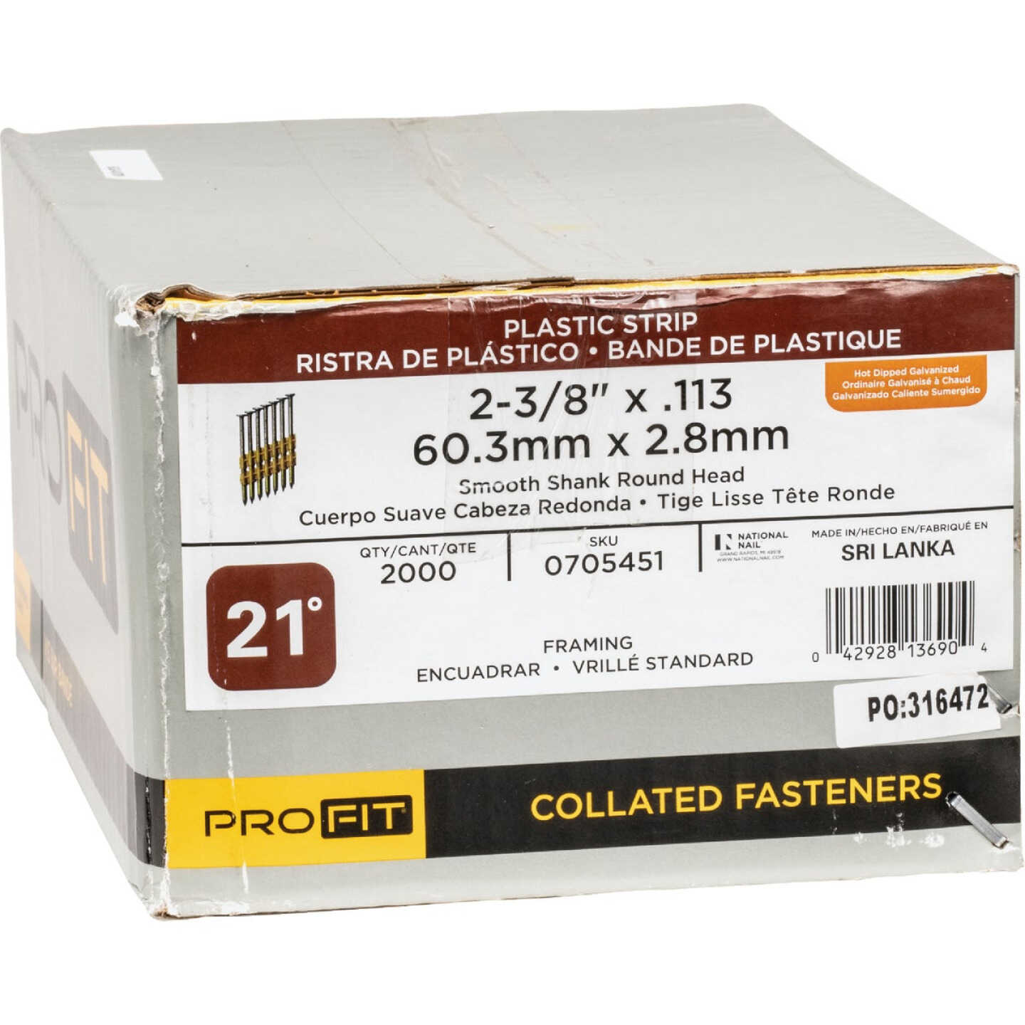 Pro-Fit 2-3/8 In. x 0.113 In. 21 Degree Plastic Strip Round Head Hot Dipped Galvanized Framing Stick Nails (2000 Ct.) Image 2