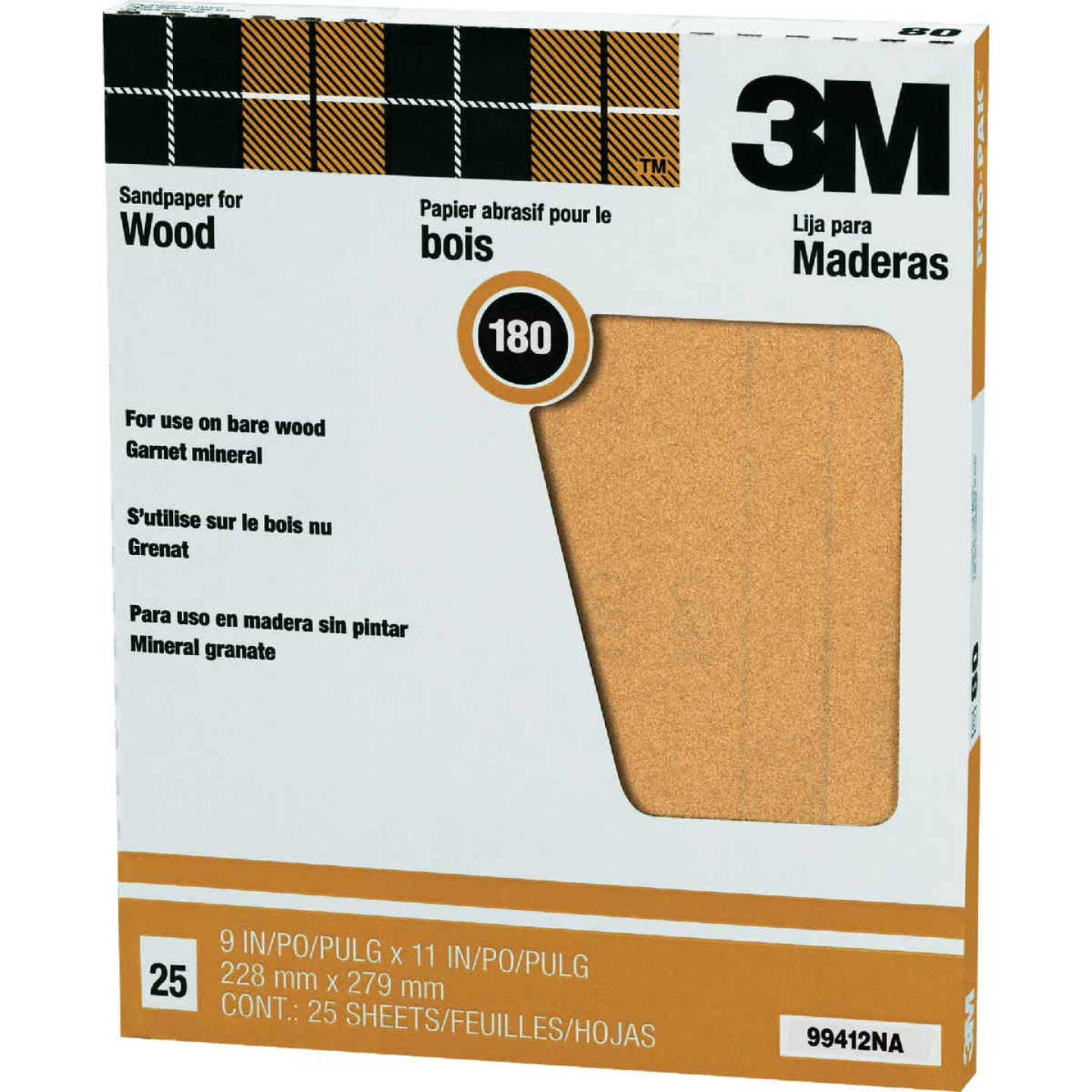 3M Pro-Pak 9 In. x 11 In. Garnet Very Fine Sanding Sheets, 180 Grit (25-Pack) Image 1