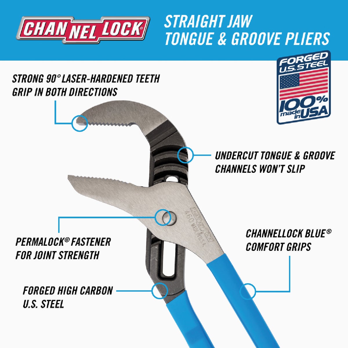 Channellock 16 In. Straight Jaw Groove Joint Pliers Image 2