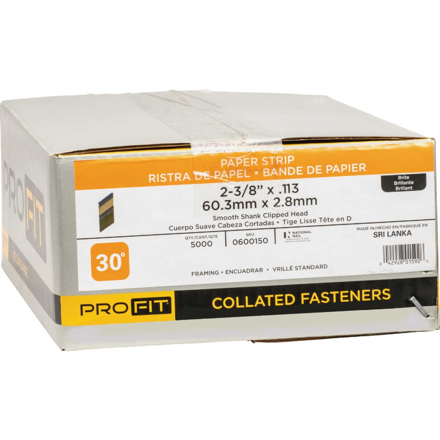 Pro-Fit 2-3/8 In. x 0.113 In. 30 Degree Paper Tape Smooth Shank Clipped Head Brite Framing Stick Nails (5000 Ct.) Image 2