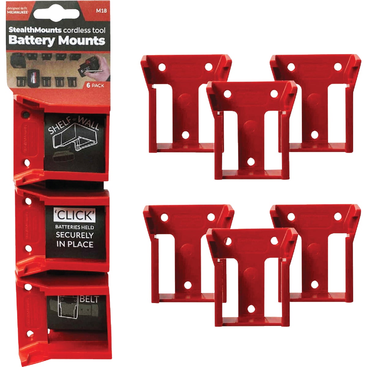 StealthMounts Battery Mounts for Milwaukee M18 (6-Pack) Image 3