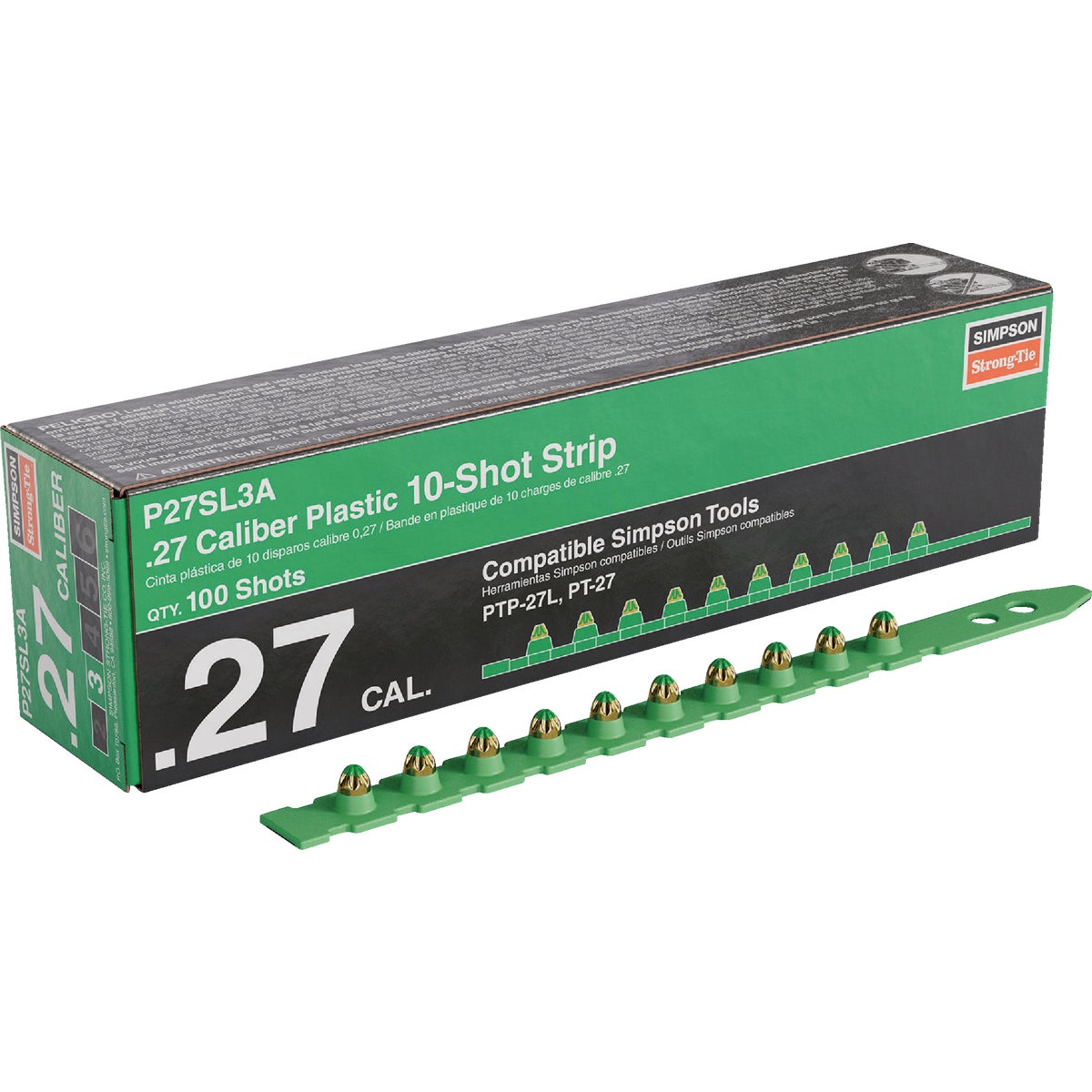 P27SL 0.27-Caliber Plastic, 10-Shot Strip Loads, Green - Imported (100-Qty) Image 1