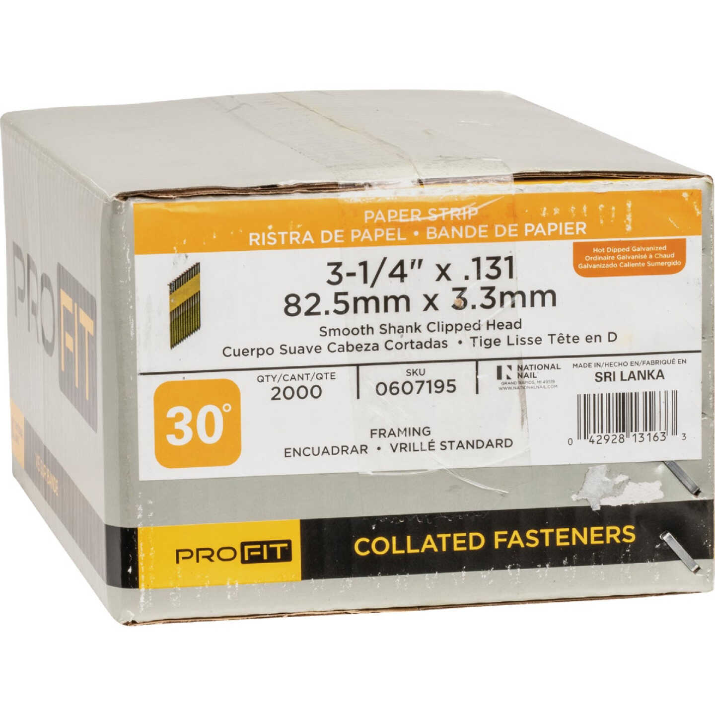 Pro-Fit 3-1/4 In. x 0.131 In. 30 Degree Paper Tape Clipped Head Smooth Shank Hot Dipped Galvanized Framing Stick Nails (2000 Ct.) Image 2