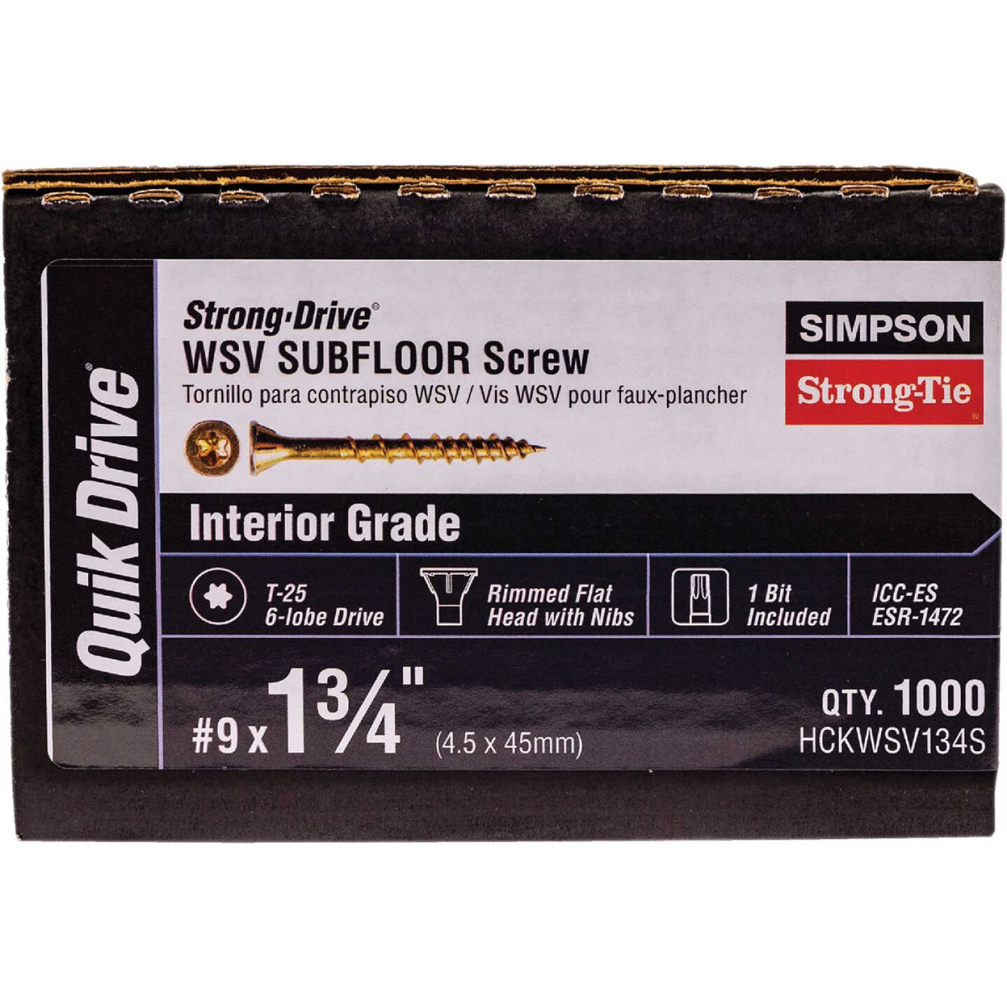 Strong-Drive WSV SUBFLOOR Screw (Collated) #9 x 1-3/4 in. T25, Yellow Zinc (1000-Qty) Image 2