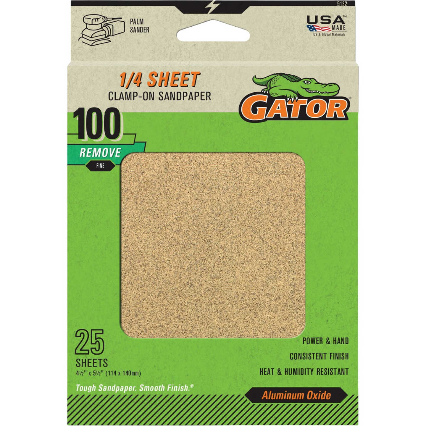 Gator 4.5 In. x 5.5 In. 100-Grit Aluminum Oxide Sandpaper Sheet (25-Pack) Image 1