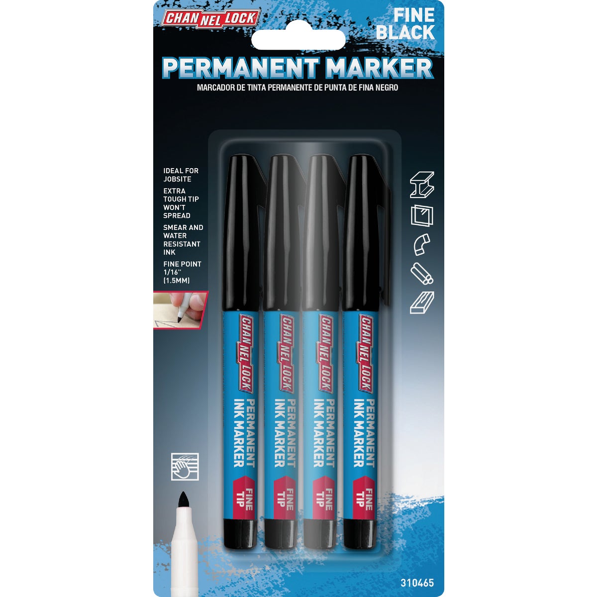 Channellock Fine Tip Black Ink Marker (4-Pack) Image 1