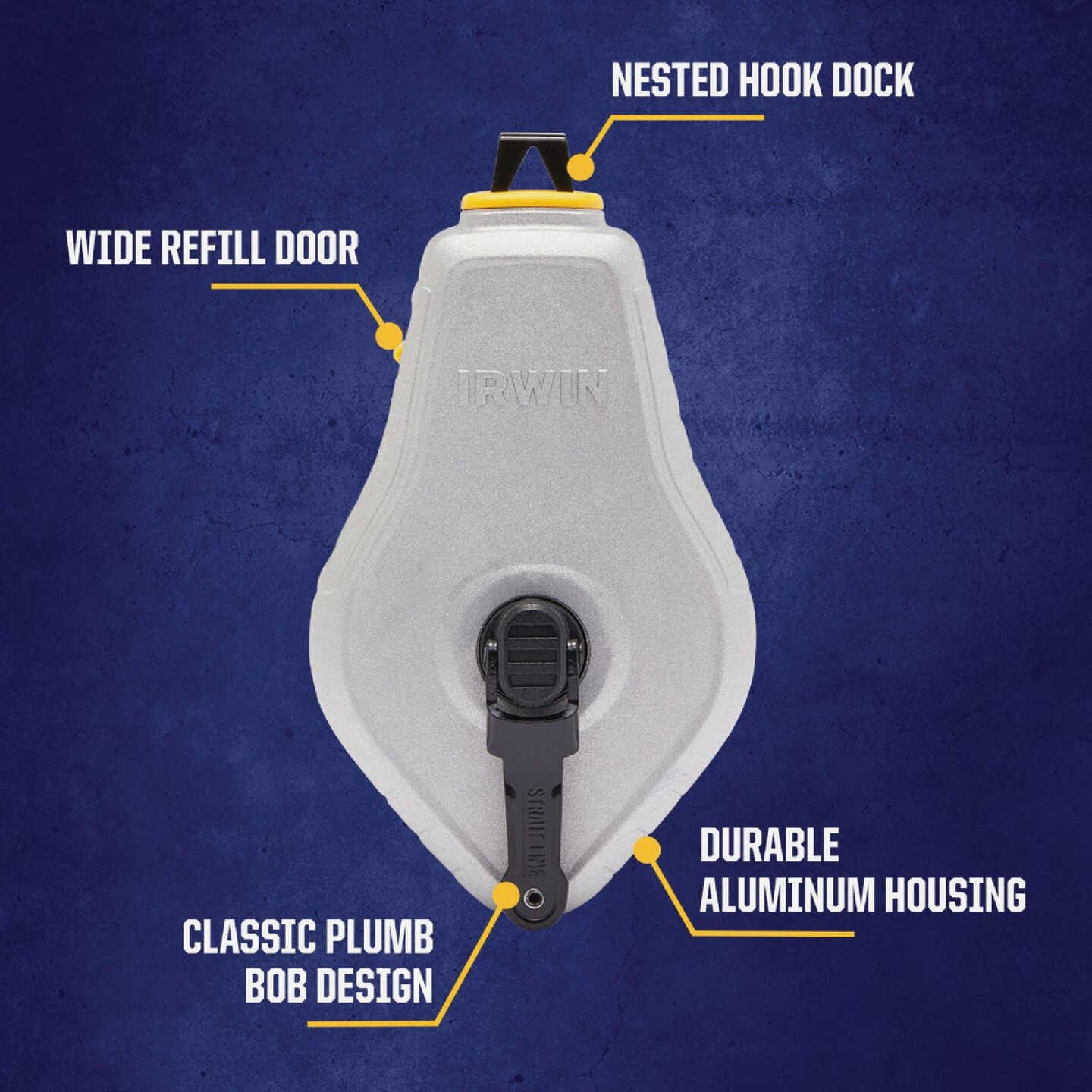 Irwin STRAIT-LINE 100 Ft. Classic Chalk Line Reel and Chalk, Blue Image 3