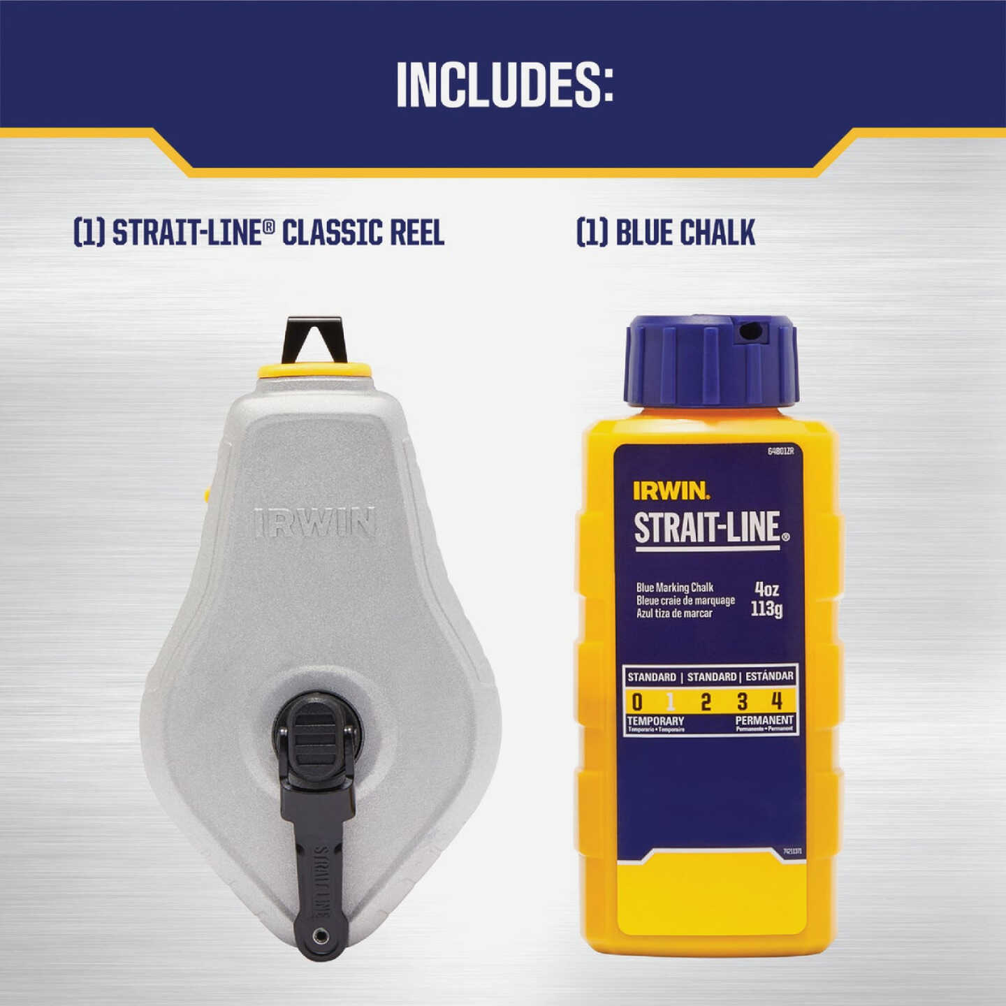 Irwin STRAIT-LINE 100 Ft. Classic Chalk Line Reel and Chalk, Blue Image 2