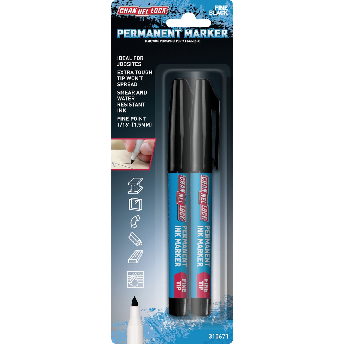Channellock Fine Tip Black Ink Marker (2-Pack) Image 1