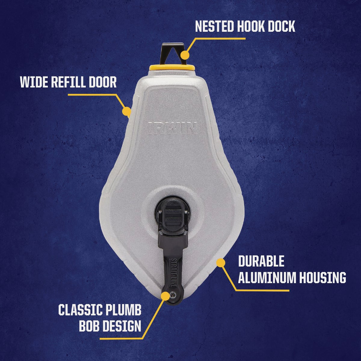 Irwin STRAIT-LINE 100 Ft. Classic Aluminum Chalk Line Reel Image 2