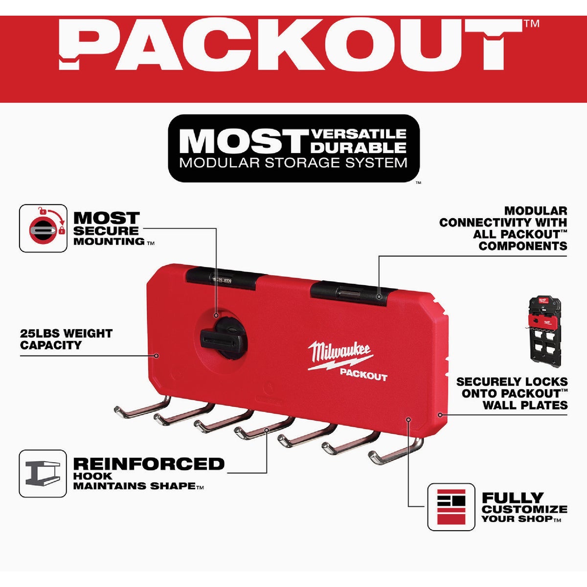 Milwaukee PACKOUT 7-Hook Rack Image 4