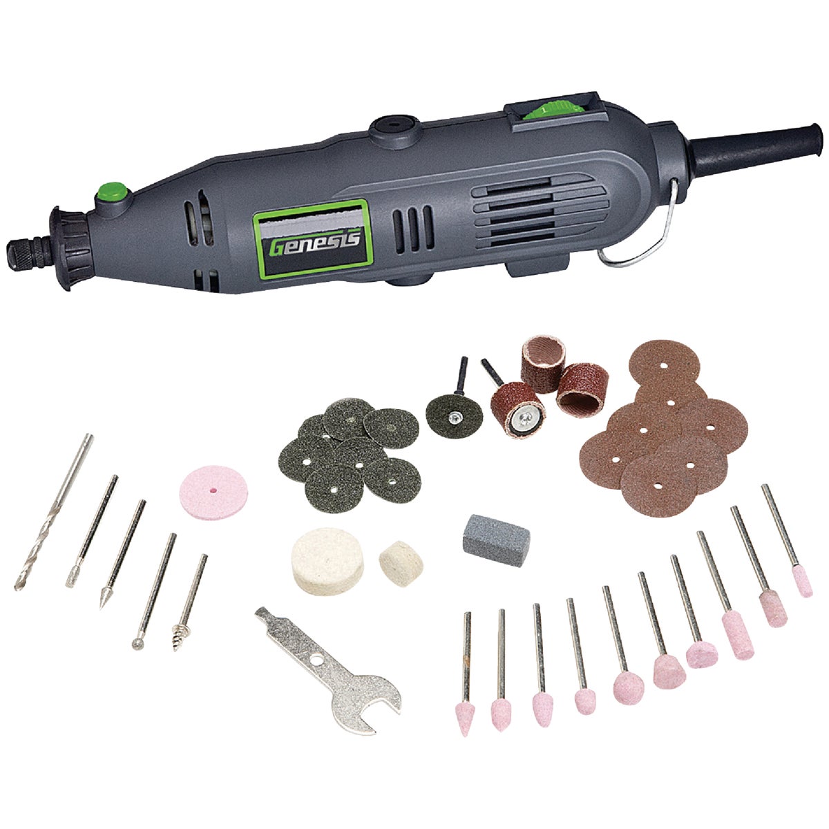 Genesis 120V 1A Variable Speed Electric Rotary Tool Kit with 40 Accessories
