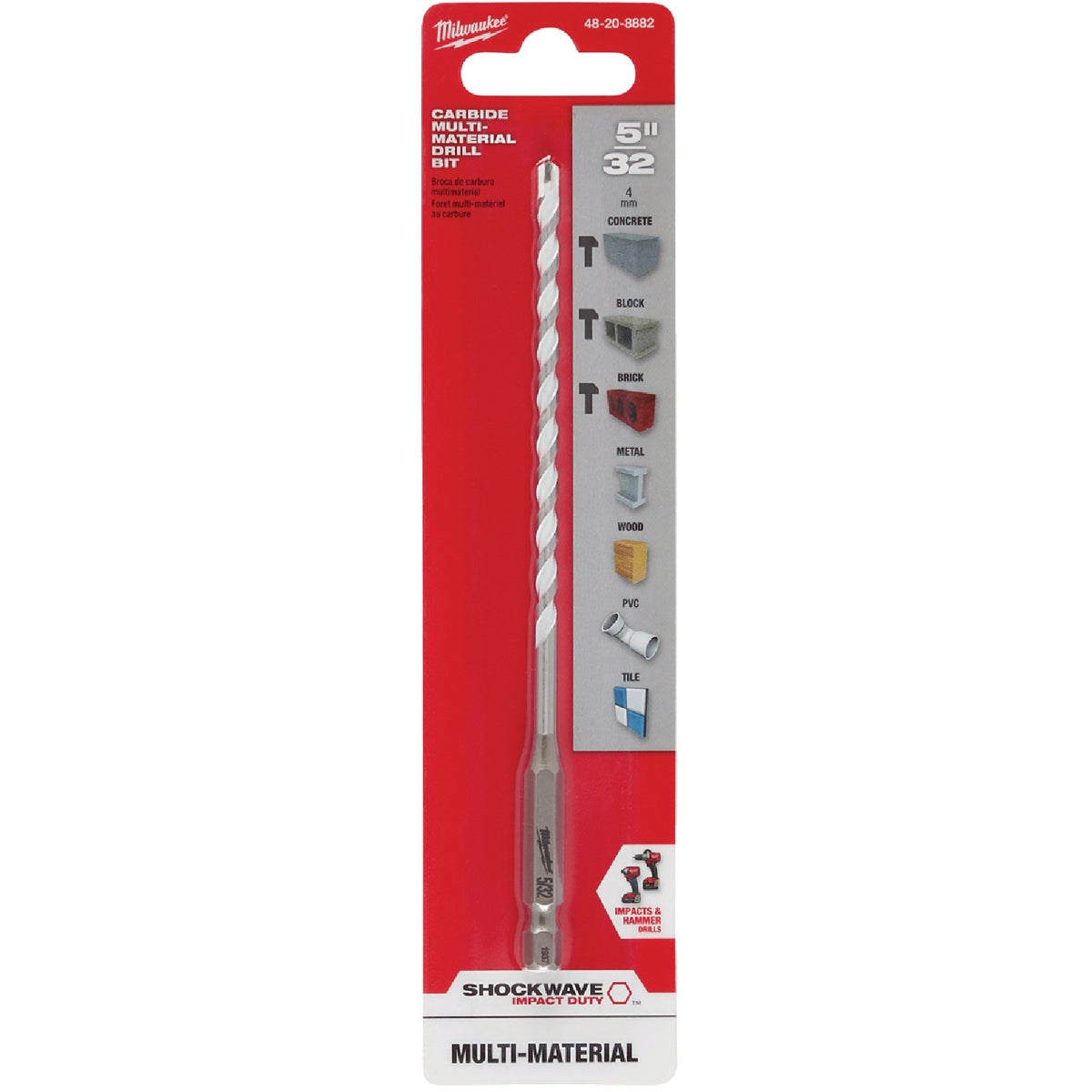 Milwaukee SHOCKWAVE 5/32 In. x 6 In. Impact Duty Carbide Multi-Material Hex Shank Drill Bit Image 2