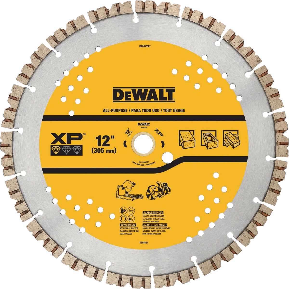 DEWALT Extended Performance 12 In. Segmented Rim Dry/Wet Cut Diamond Blade Image 1
