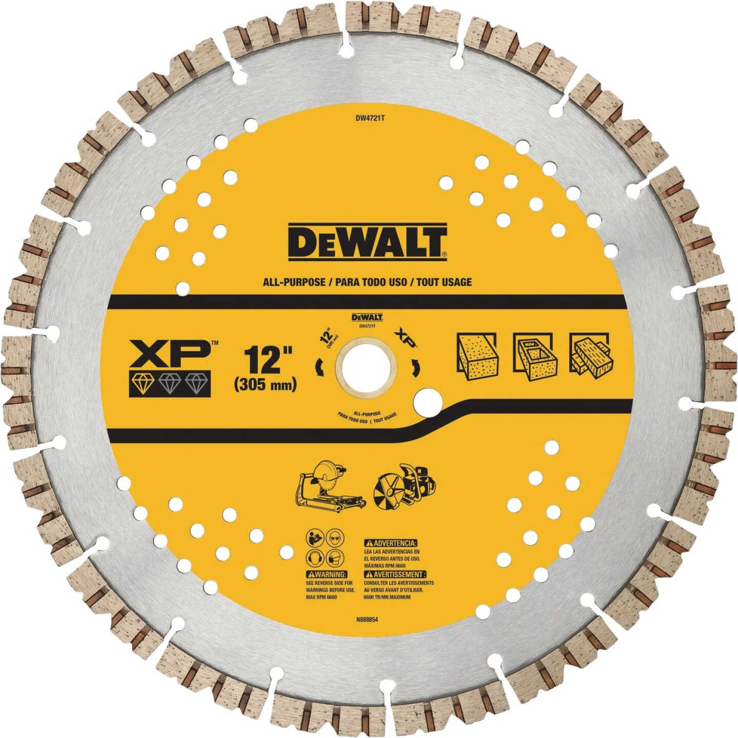 DEWALT Extended Performance 12 In. Segmented Rim Dry/Wet Cut Diamond Blade Image 1
