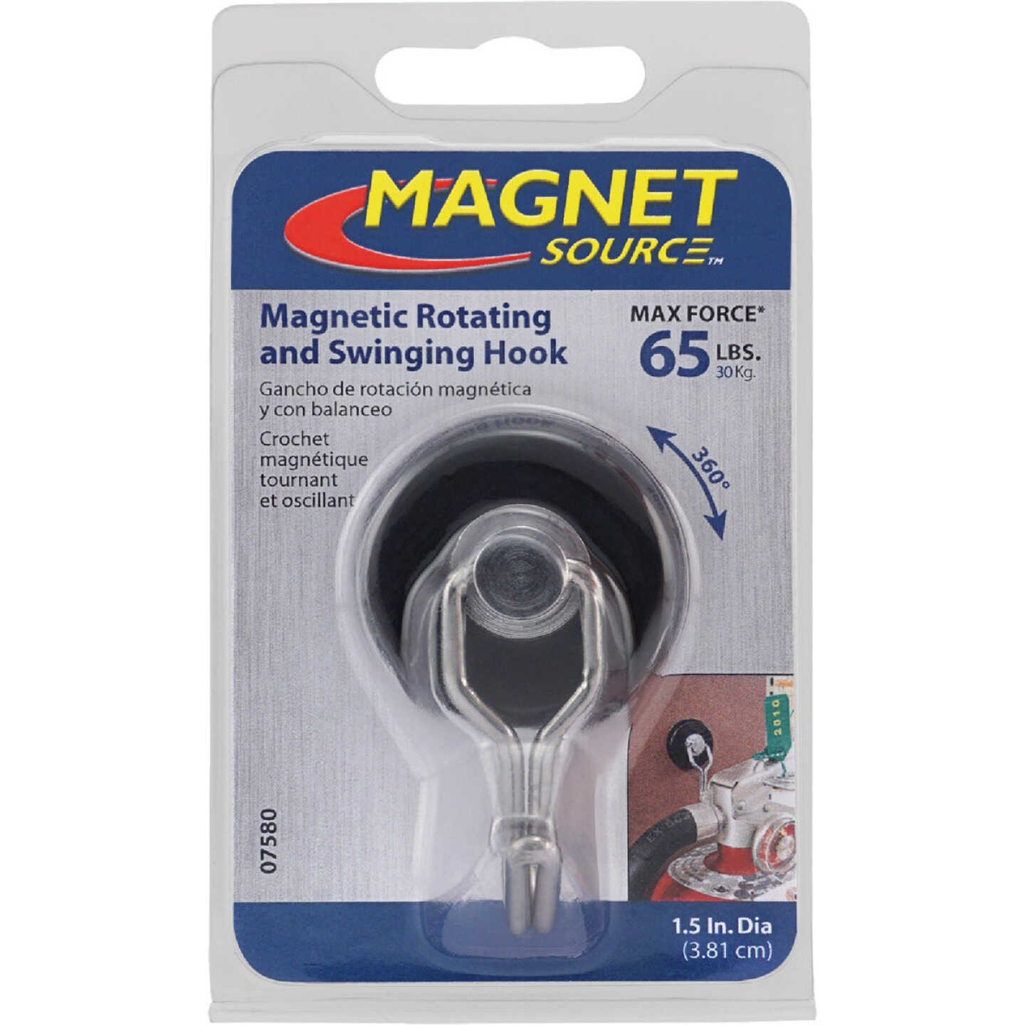 MagnetSource Neodymium Rotating and Swinging 65 Lb. Capacity Magnet Hook Image 7