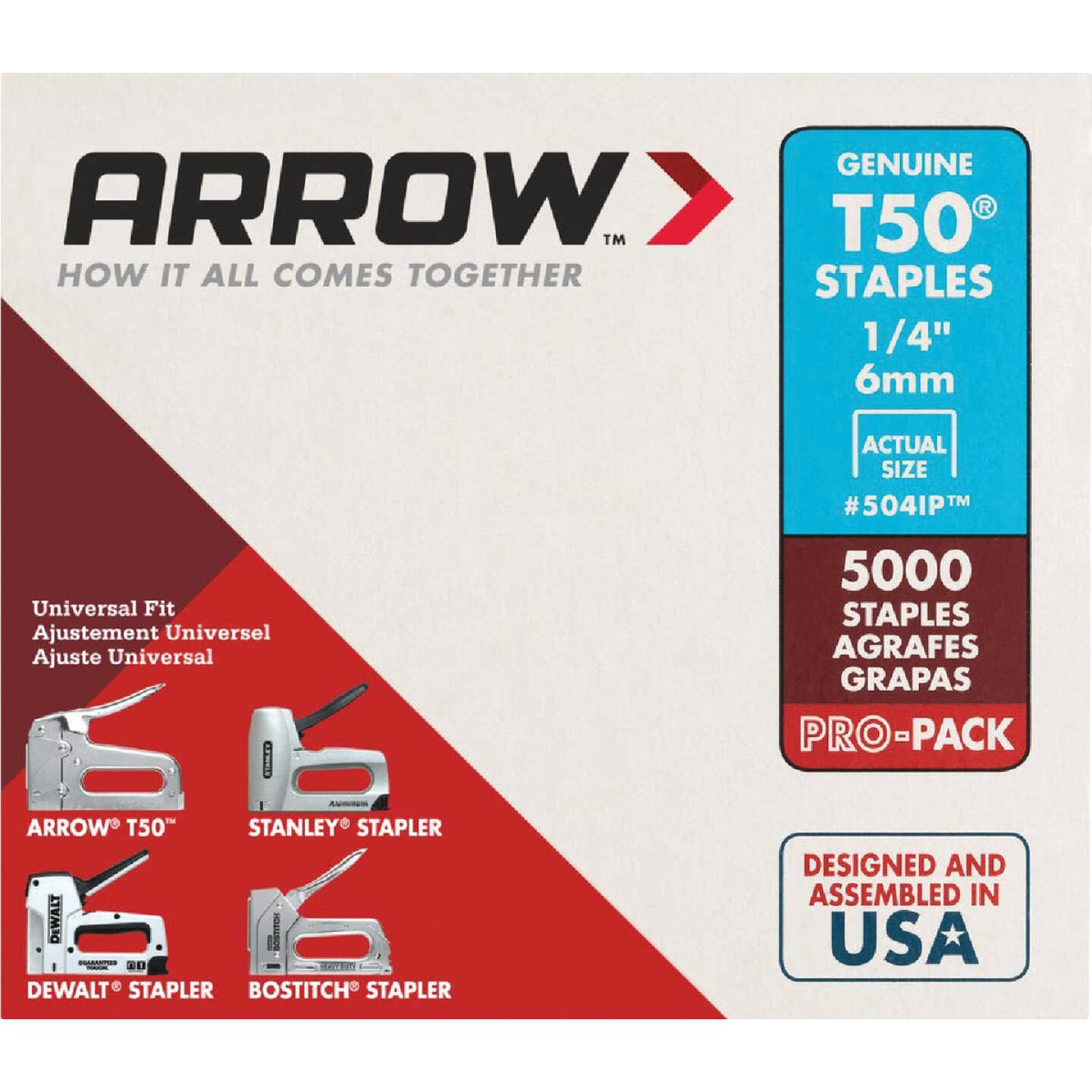 Arrow T50 Pro-Pack Heavy-Duty Staple, 1/4 In. (5000-Pack) Image 1