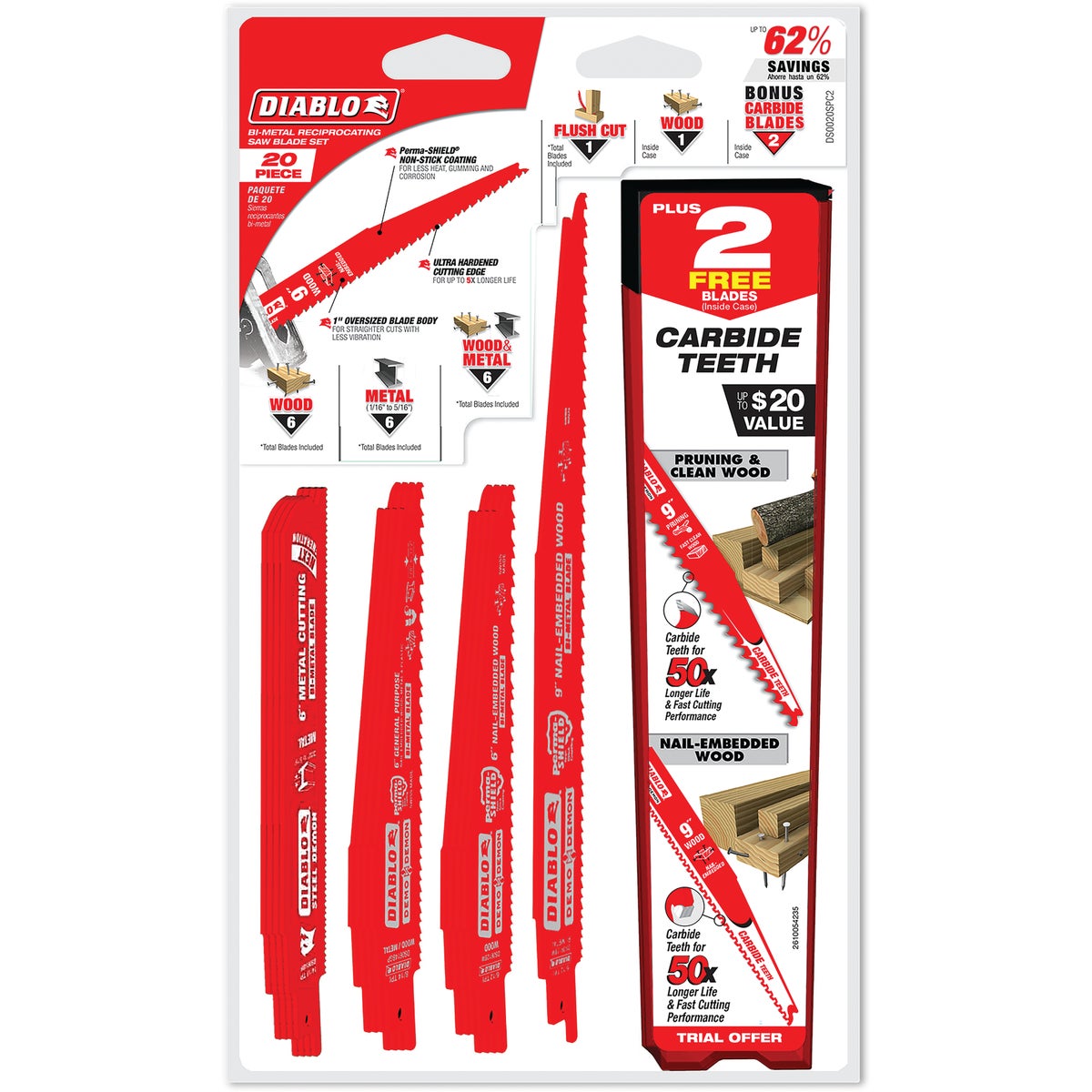 Diablo 20-Piece Variety Demolition Reciprocating Saw Blade Set Image 2