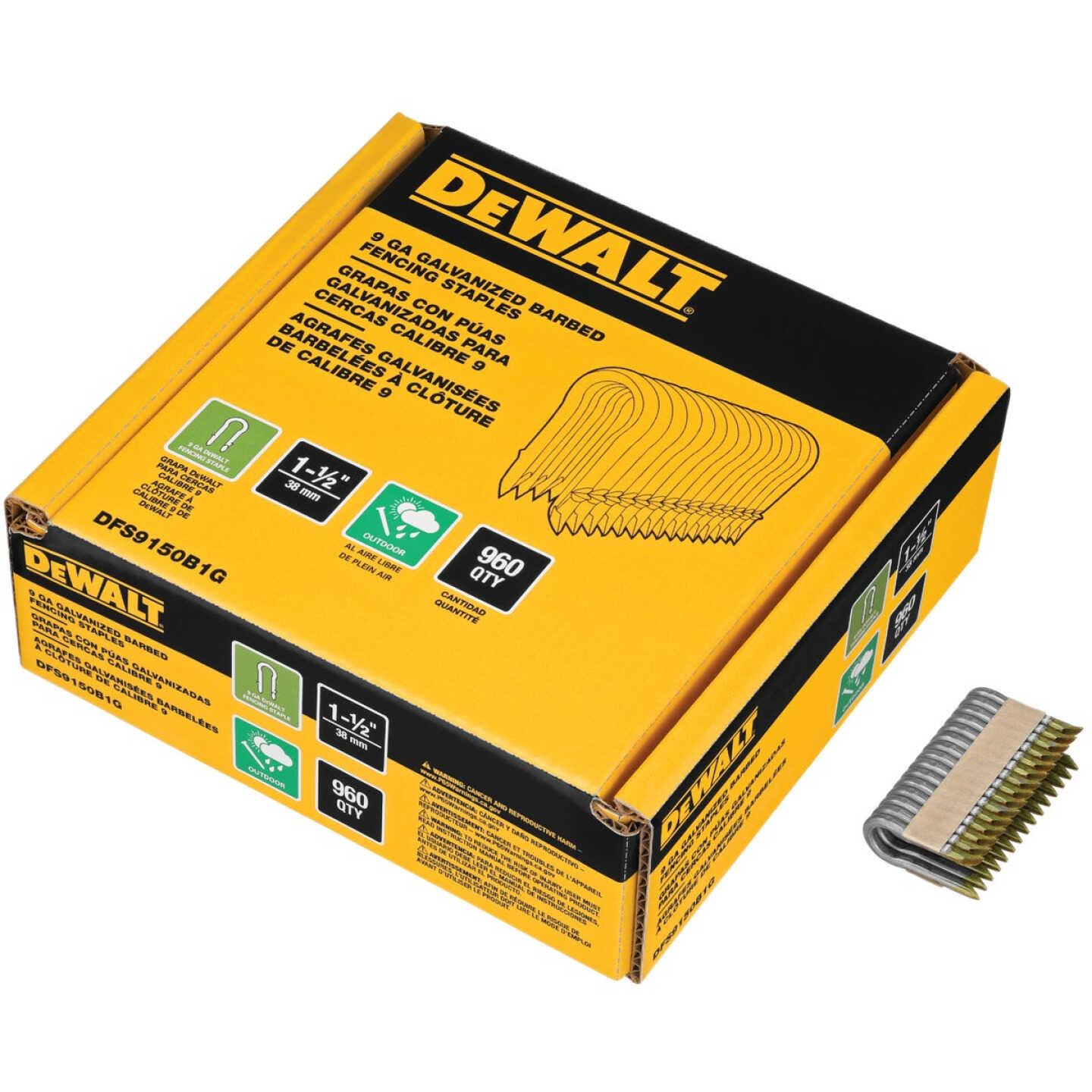 DEWALT 1-1/2 In. 9 Ga. Galvanized Barbed Collated Fence Staple (960-Ct.) Image 2