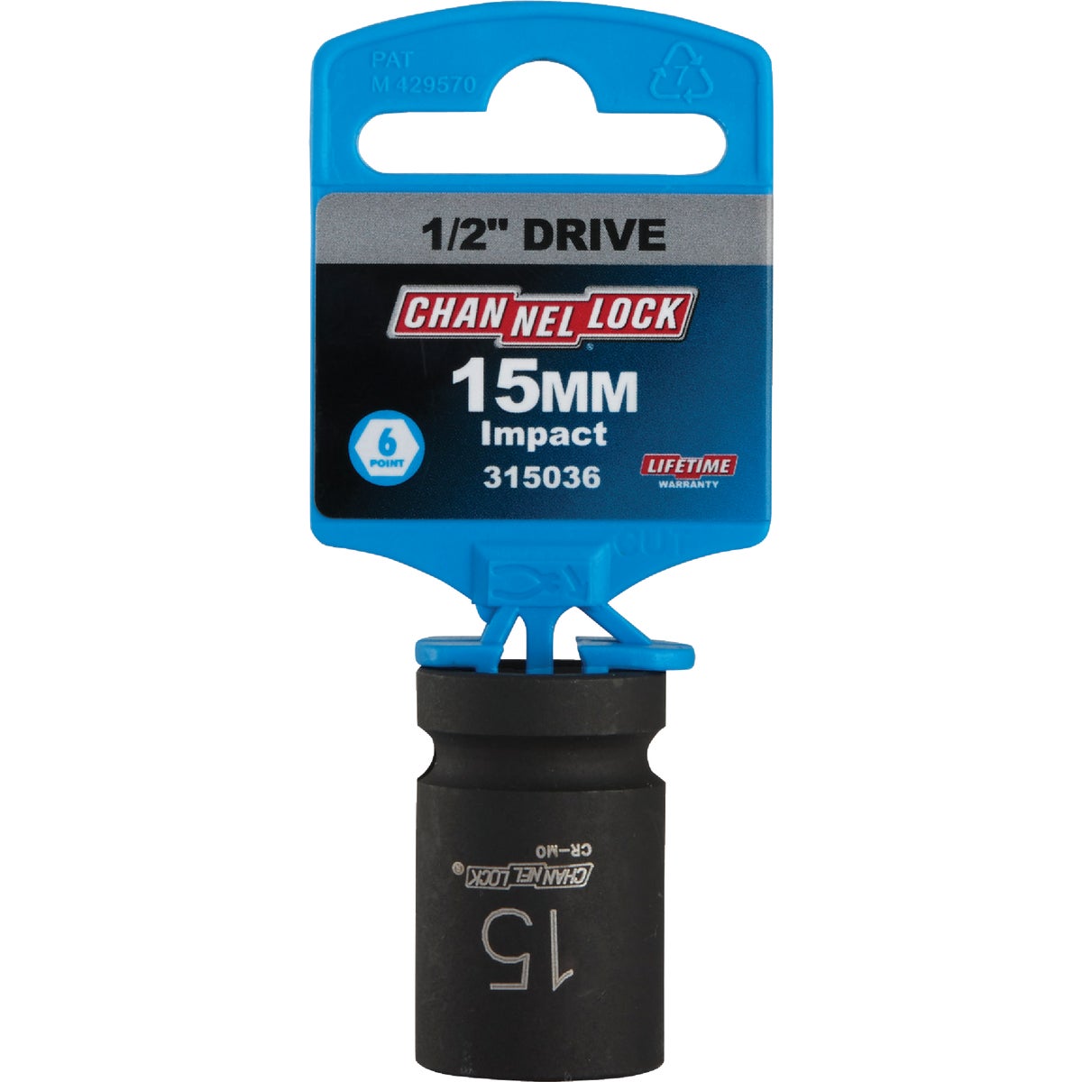 Channellock 1/2 In. Drive 15 mm 6-Point Shallow Metric Impact Socket Image 2