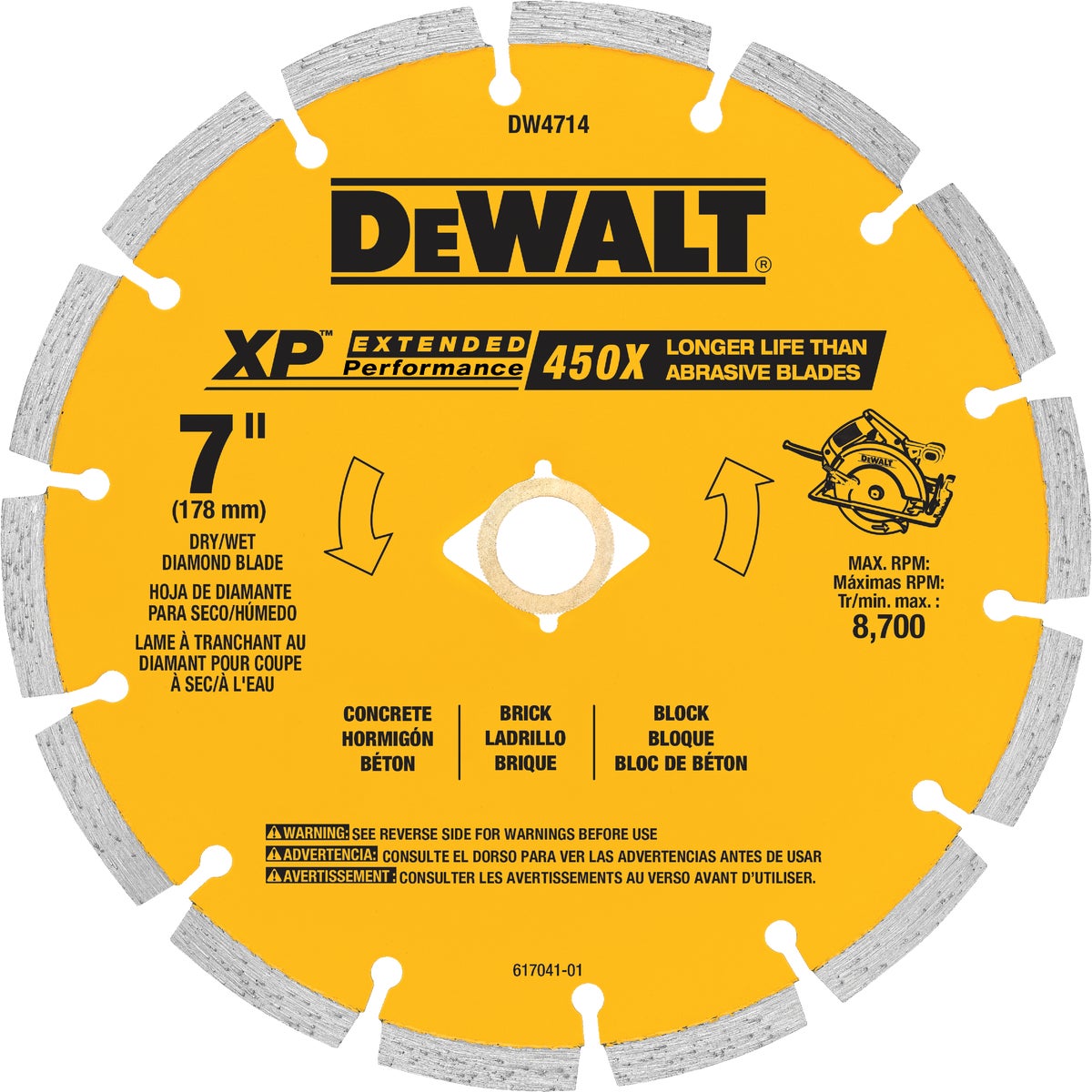 DEWALT Extended Performance 7 In. Segmented Rim Dry/Wet Cut Diamond Blade Image 1