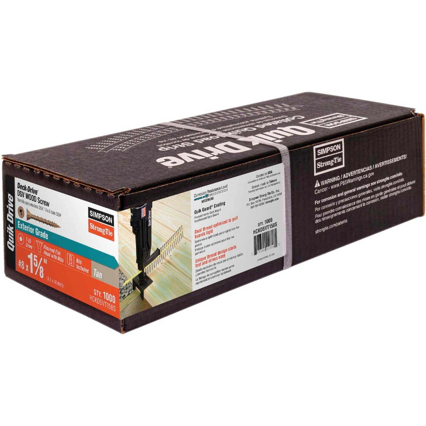 Deck-Drive DSV WOOD Screw (Collated) #8 x 1-5/8 in. T25 6-Lobe, Tan (1000-Qty) Image 3