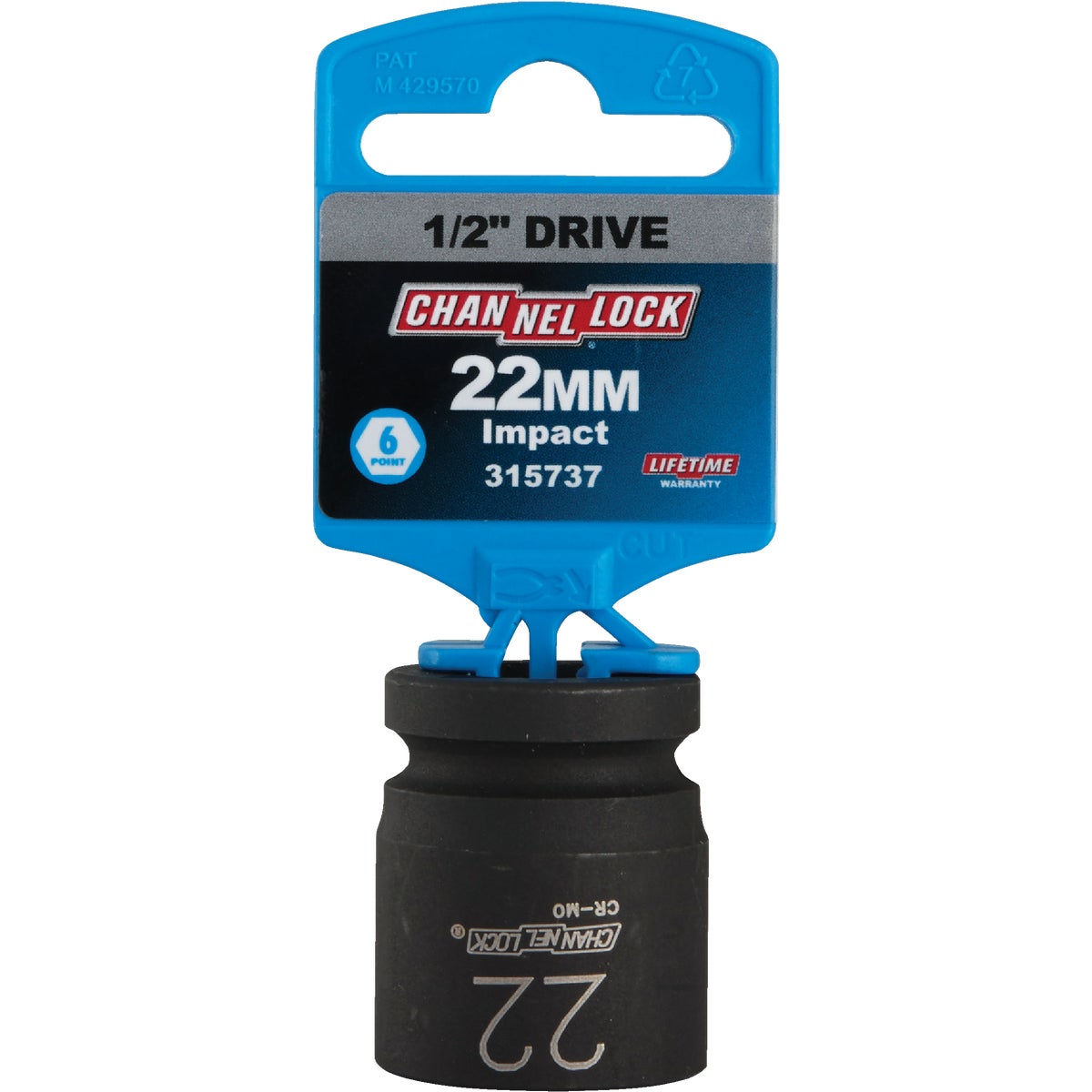 Channellock 1/2 In. Drive 22 mm 6-Point Shallow Metric Impact Socket Image 2