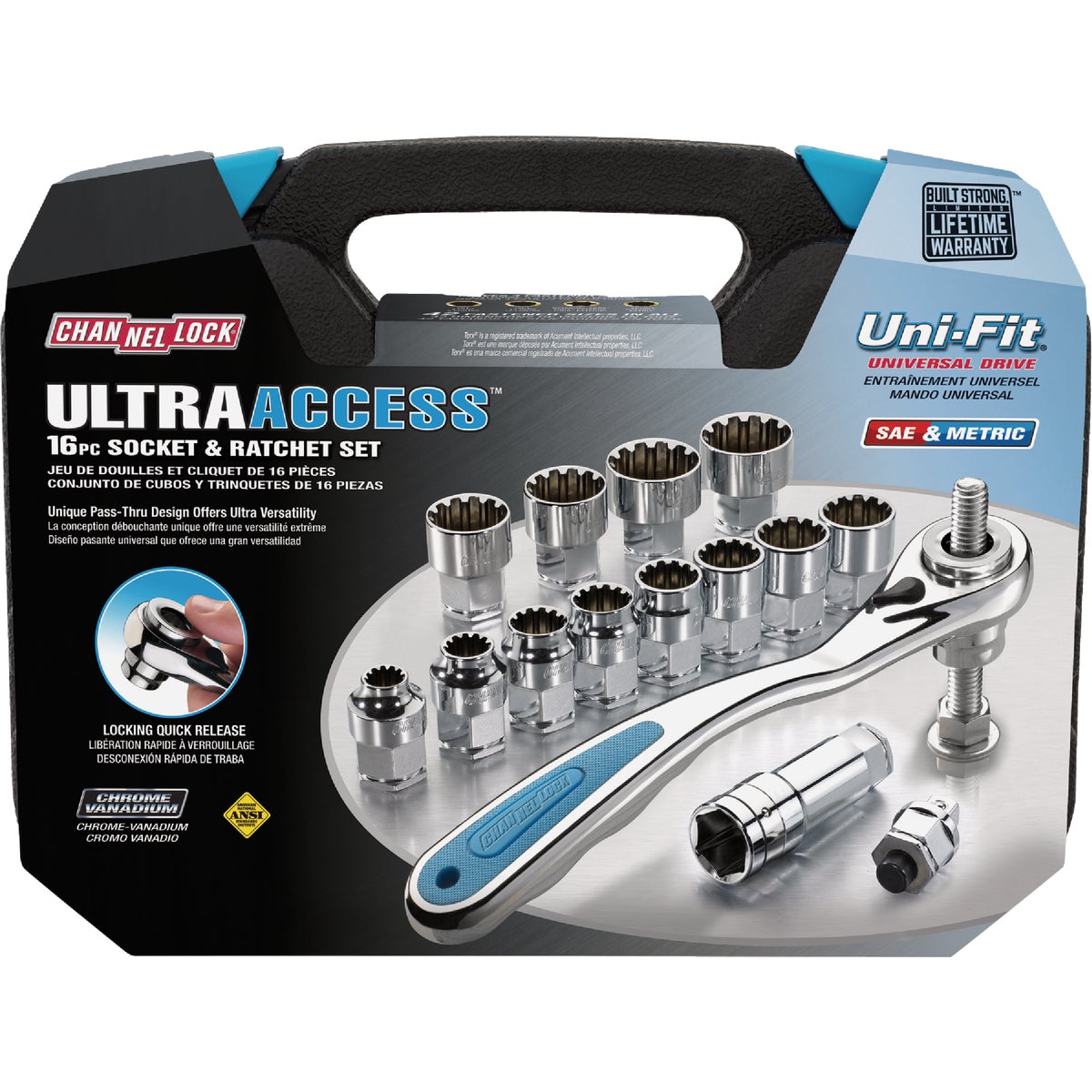 Channellock Standard/Metric 3/8 In. Ultra Access Socket & Ratchet Set (16-Piece) Image 4