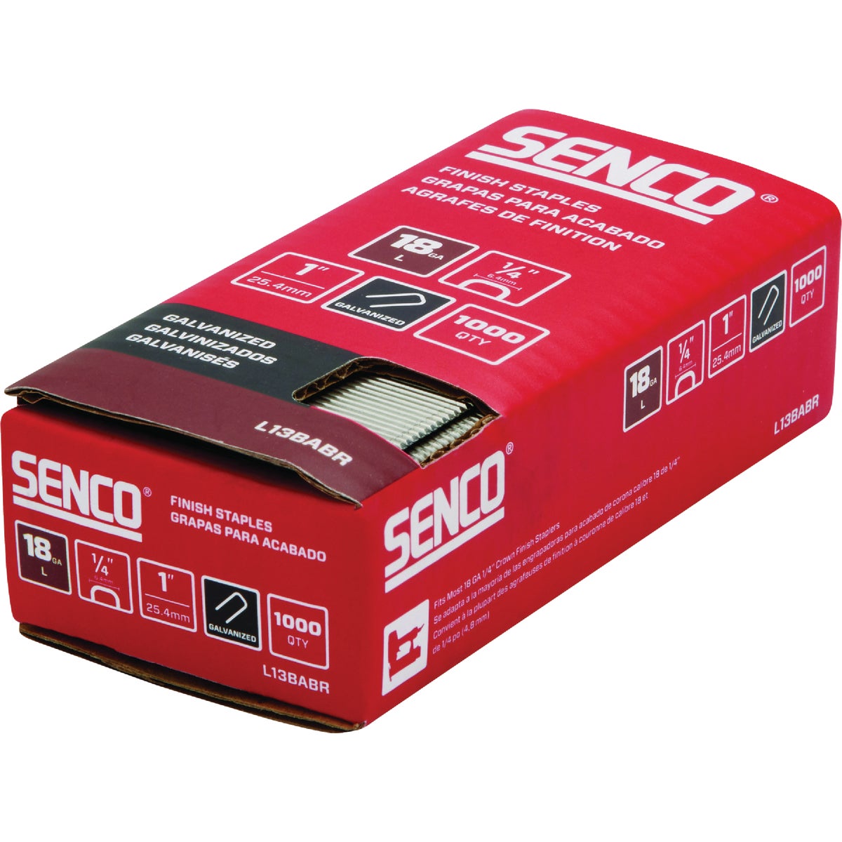 Senco AccuSet 1/4 In. x 1 In. 18-Gauge Galvanized Medium Wire Finish Staple (1000 Ct.) Image 2