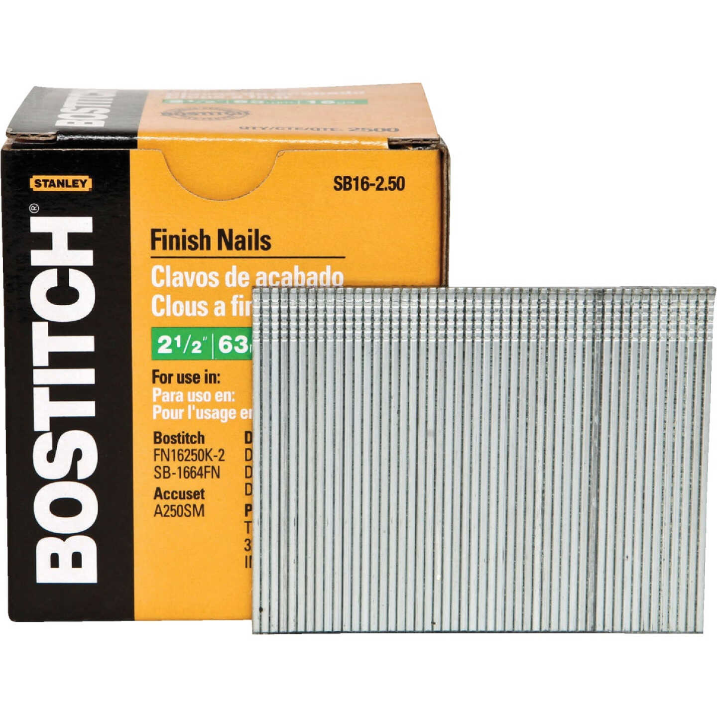 Bostitch 16-Gauge Coated Straight Finish Nail, 2-1/2 In. (2500 Ct.) Image 1