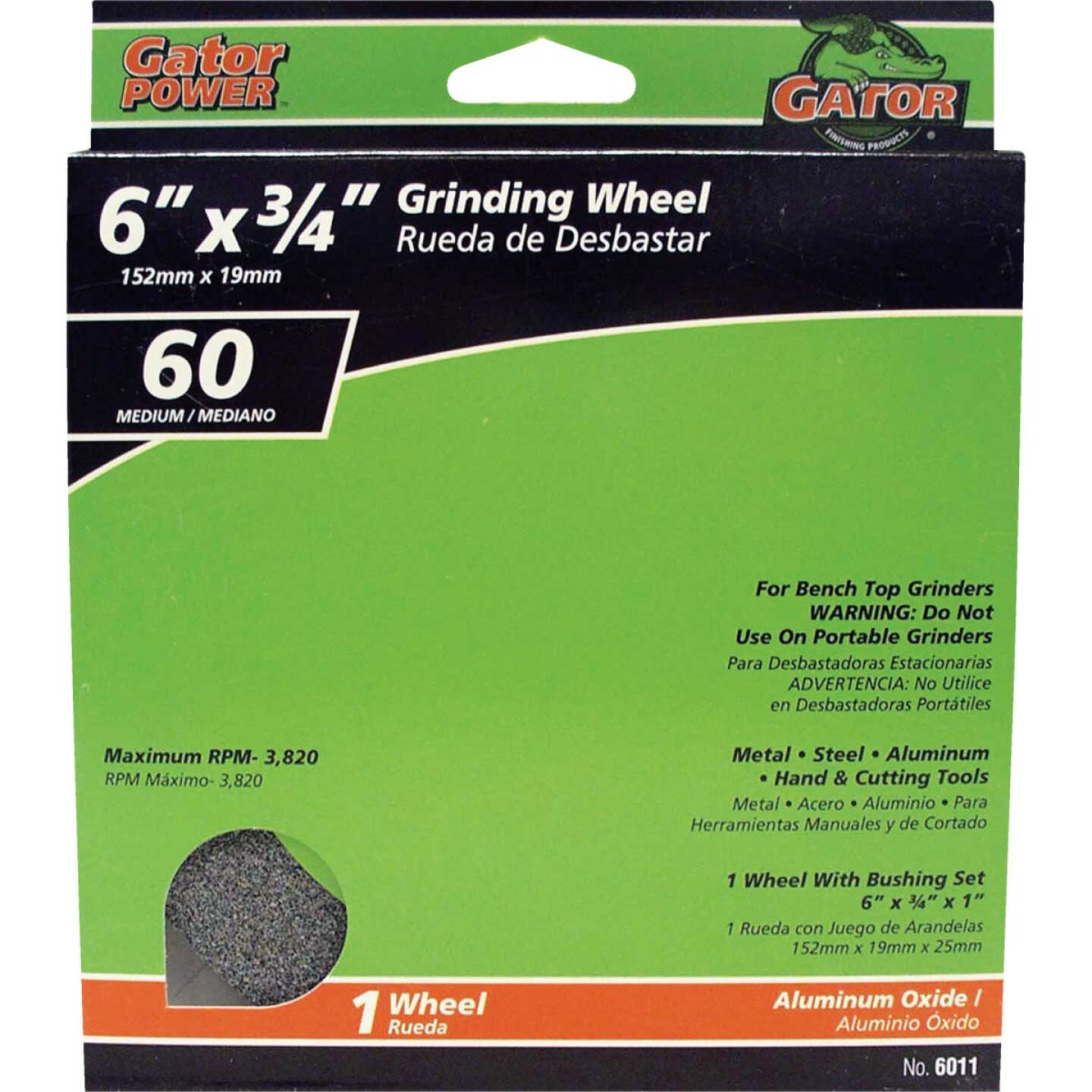 Gator Blade 6 In. 3/4 In. Adjustable - 1", 3/4", 5/8", 1/2" Bench Grinding Wheel Image 1